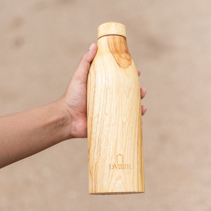 Wooden Water Bottle - Buy Neem Wood Water Bottle Online, 500ML