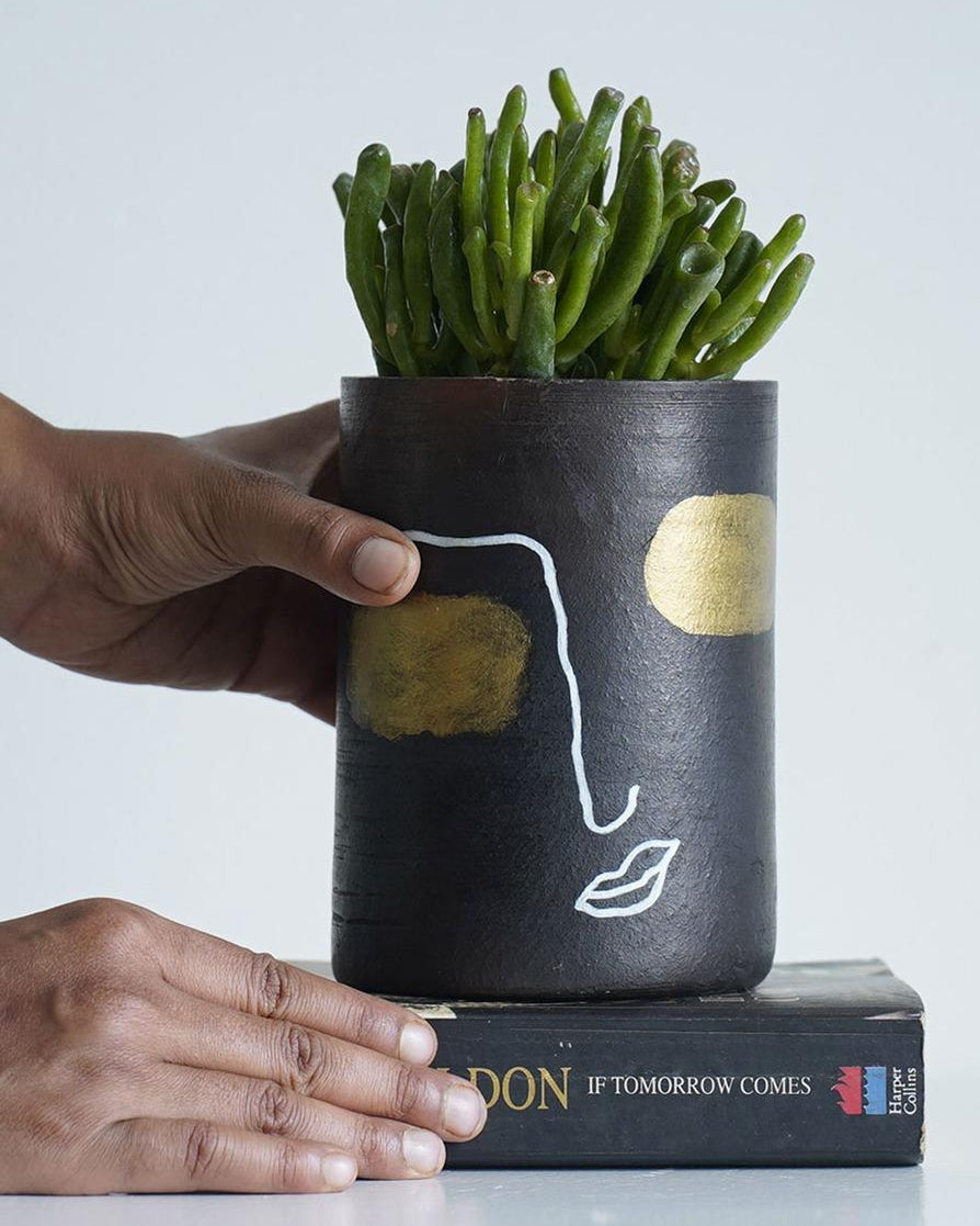 Earth Heart Black Face Terracotta Planter - Our Better Planet