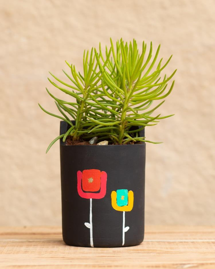 Earth Heart Star Rose Hand Made Hand Illustrated Terracotta Planter (L) - Our Better Planet