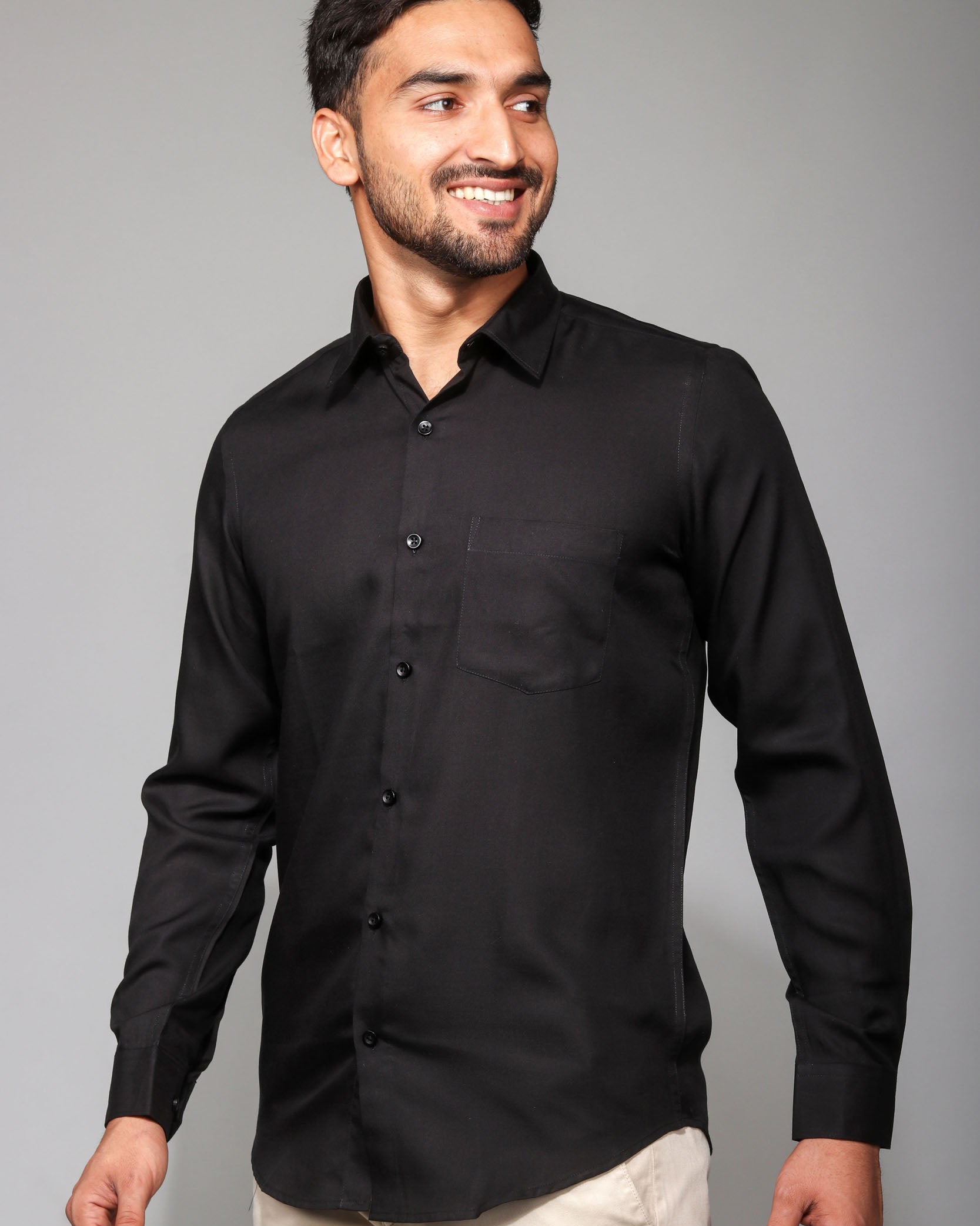 Earthy Route TENCEL- Lyocell Jet Black Full Sleeve Shirt - Our Better Planet