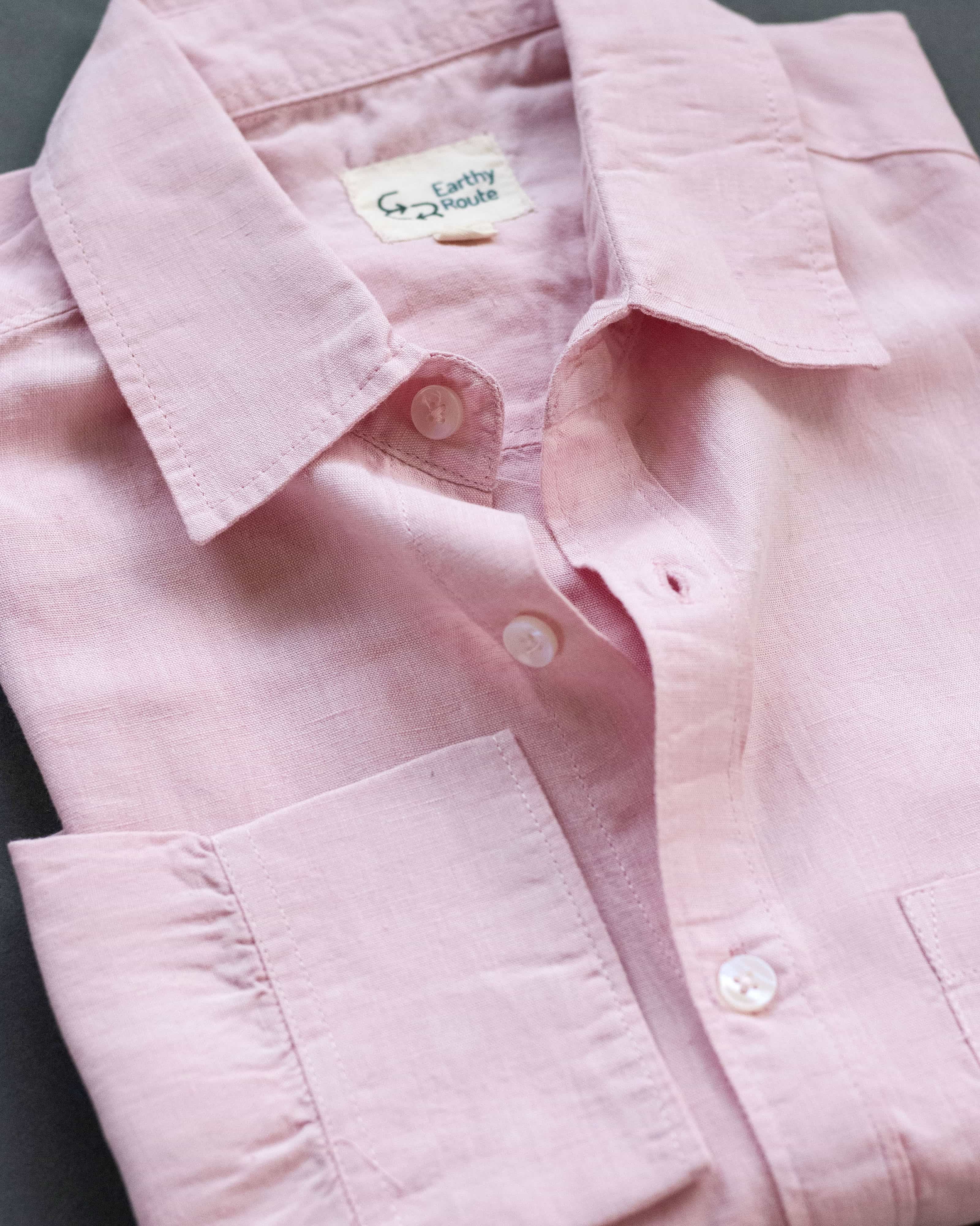 Earthy Route TENCEL- Lyocell Linen Charm Pink Full Sleeve Shirt - Our Better Planet