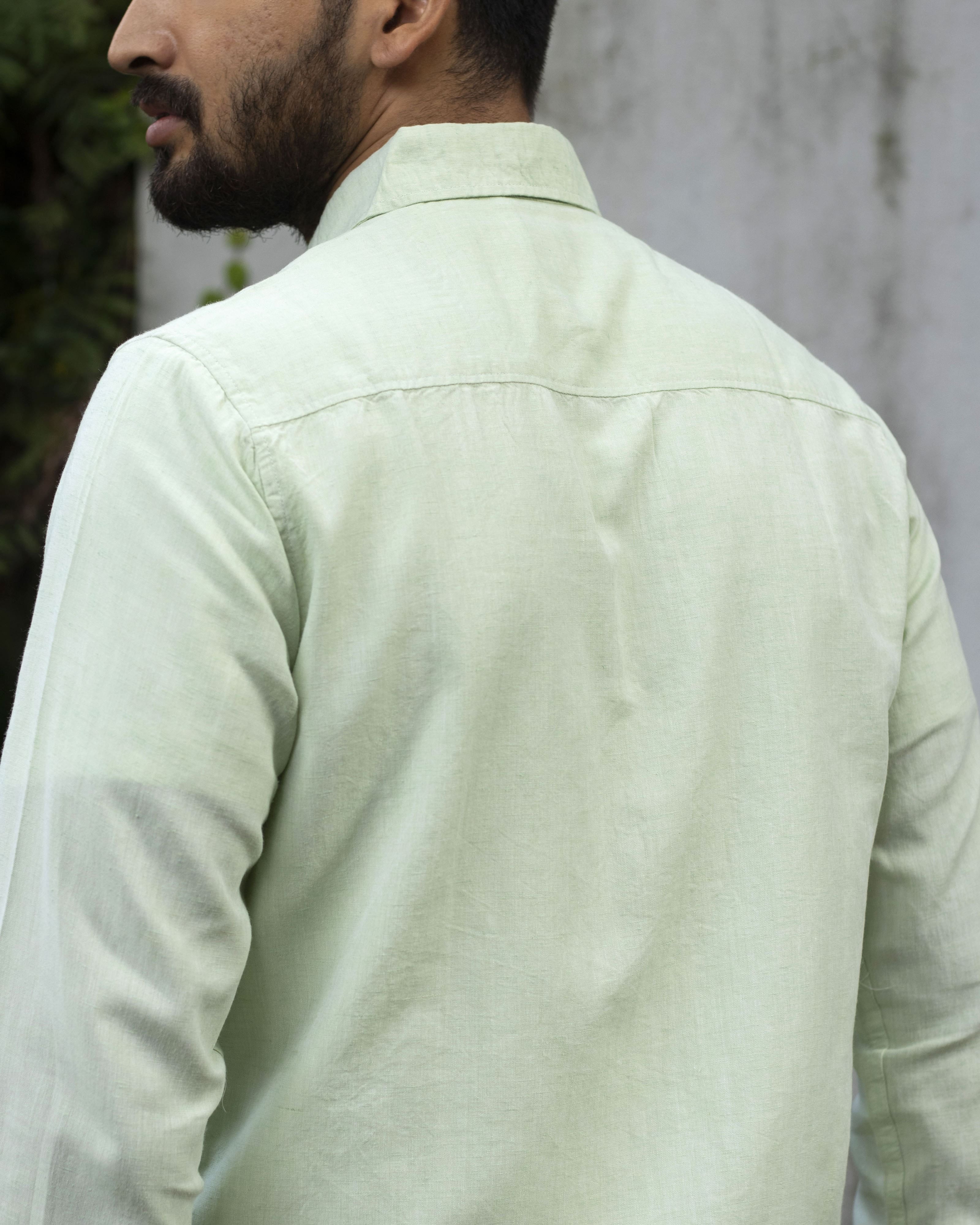 Earthy Route TENCEL- Lyocell Linen Fresh Green Full Sleeve Shirt - Our Better Planet