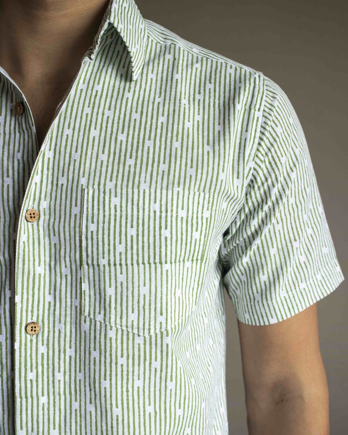 Earthy Route TENCEL- Lyocell Linen Green Lakeer Half Sleeve Shirt - Our Better Planet