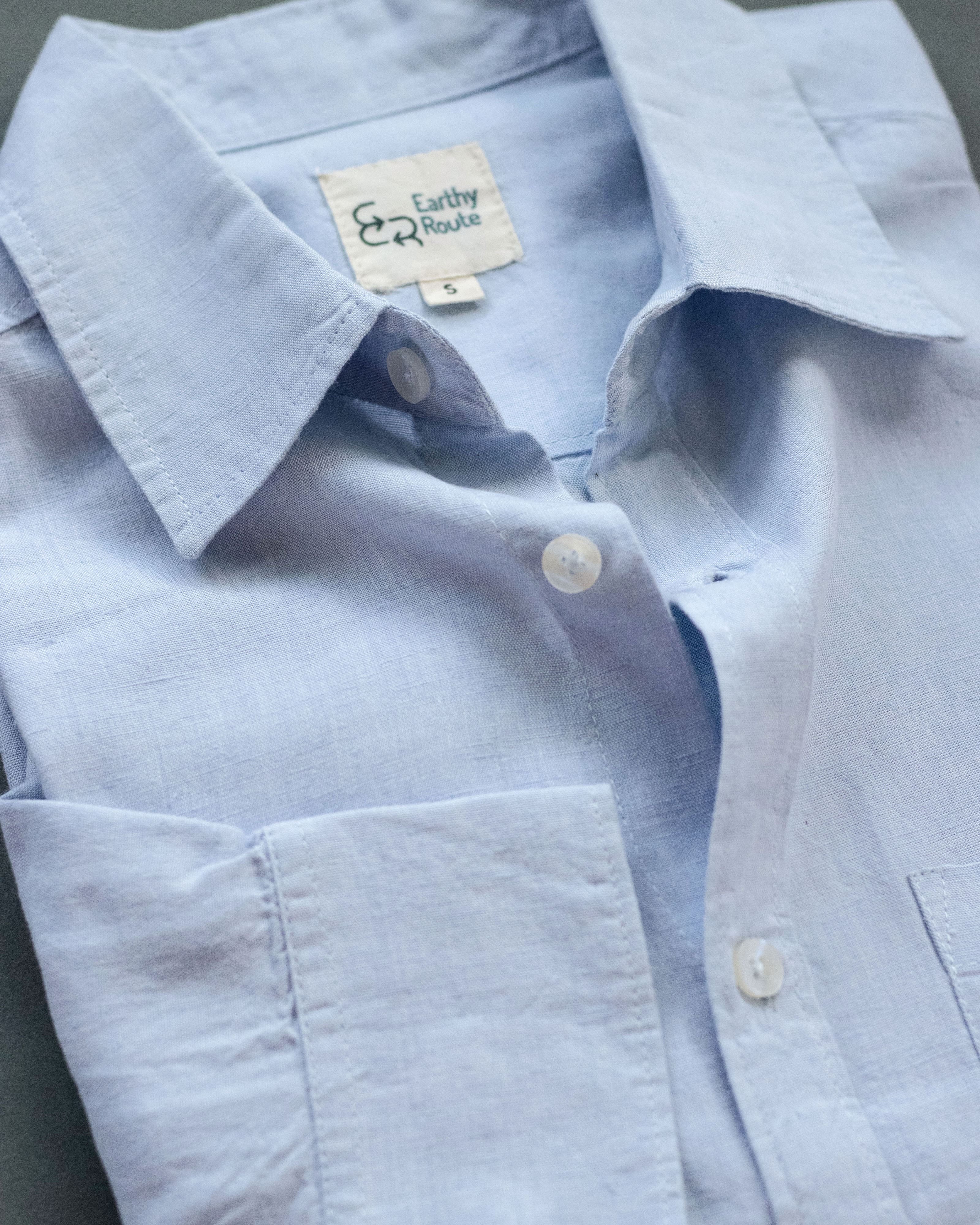 Earthy Route TENCEL- Lyocell Linen Ice Blue Full Sleeve Shirt - Our Better Planet