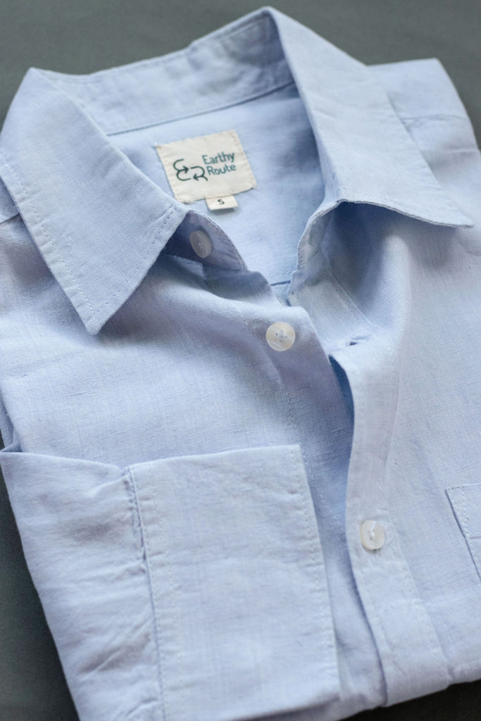 Earthy Route TENCEL- Lyocell Linen Ice Blue Full Sleeve Shirt - Our Better Planet