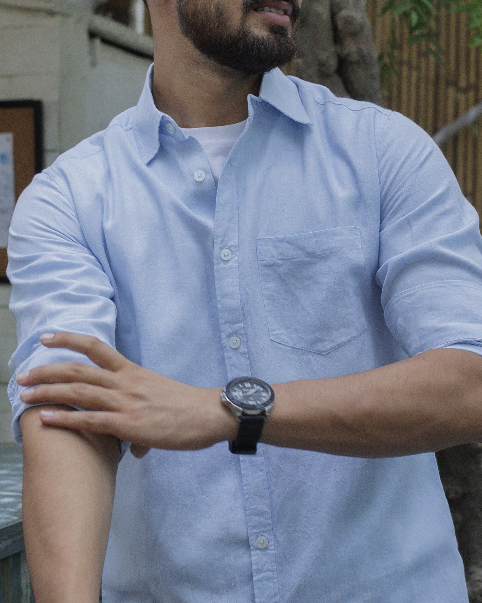 Earthy Route TENCEL- Lyocell Linen Ice Blue Full Sleeve Shirt - Our Better Planet