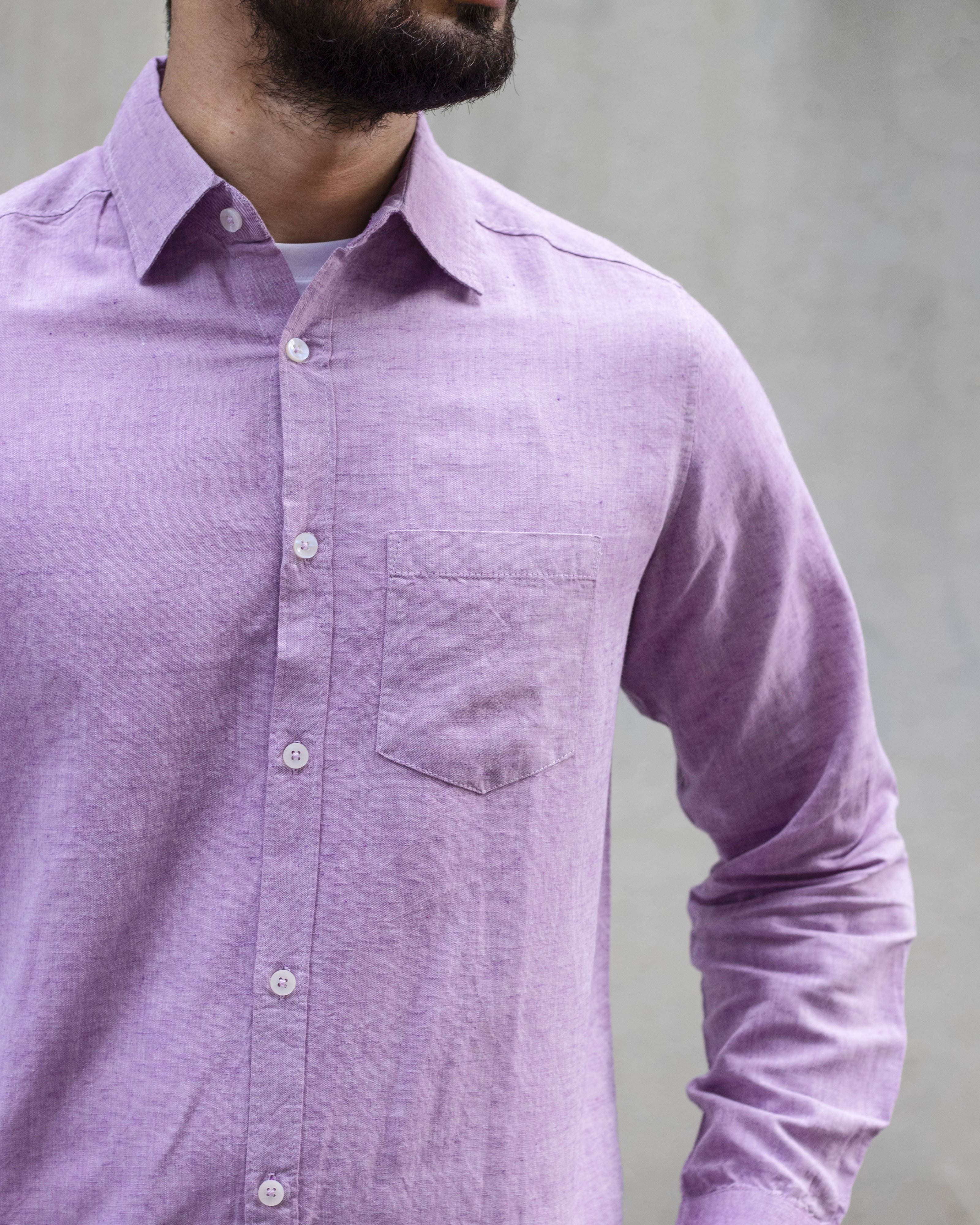 Earthy Route TENCEL- Lyocell Linen Lavender Full Sleeve Shirt - Our Better Planet