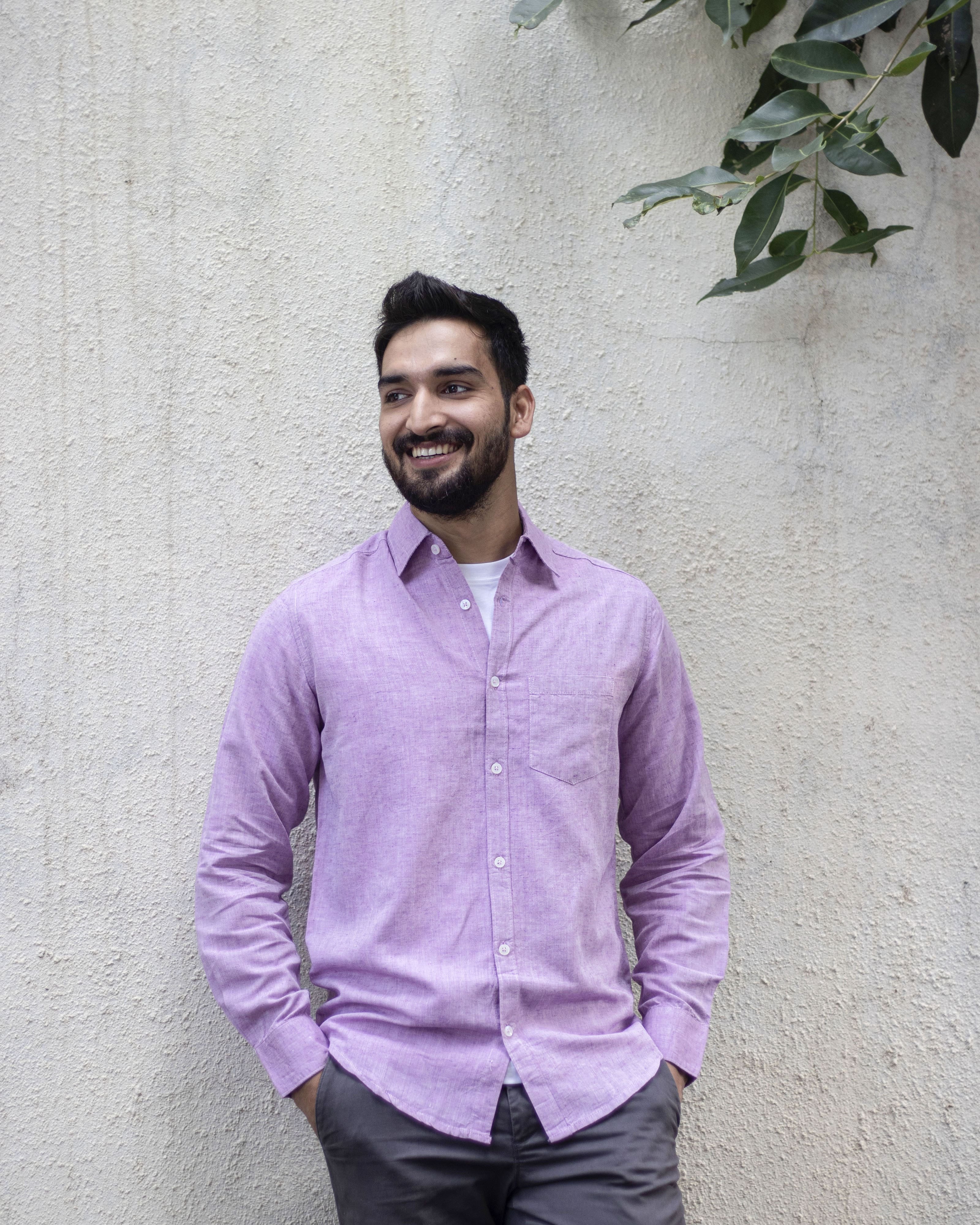 Earthy Route TENCEL- Lyocell Linen Lavender Full Sleeve Shirt - Our Better Planet