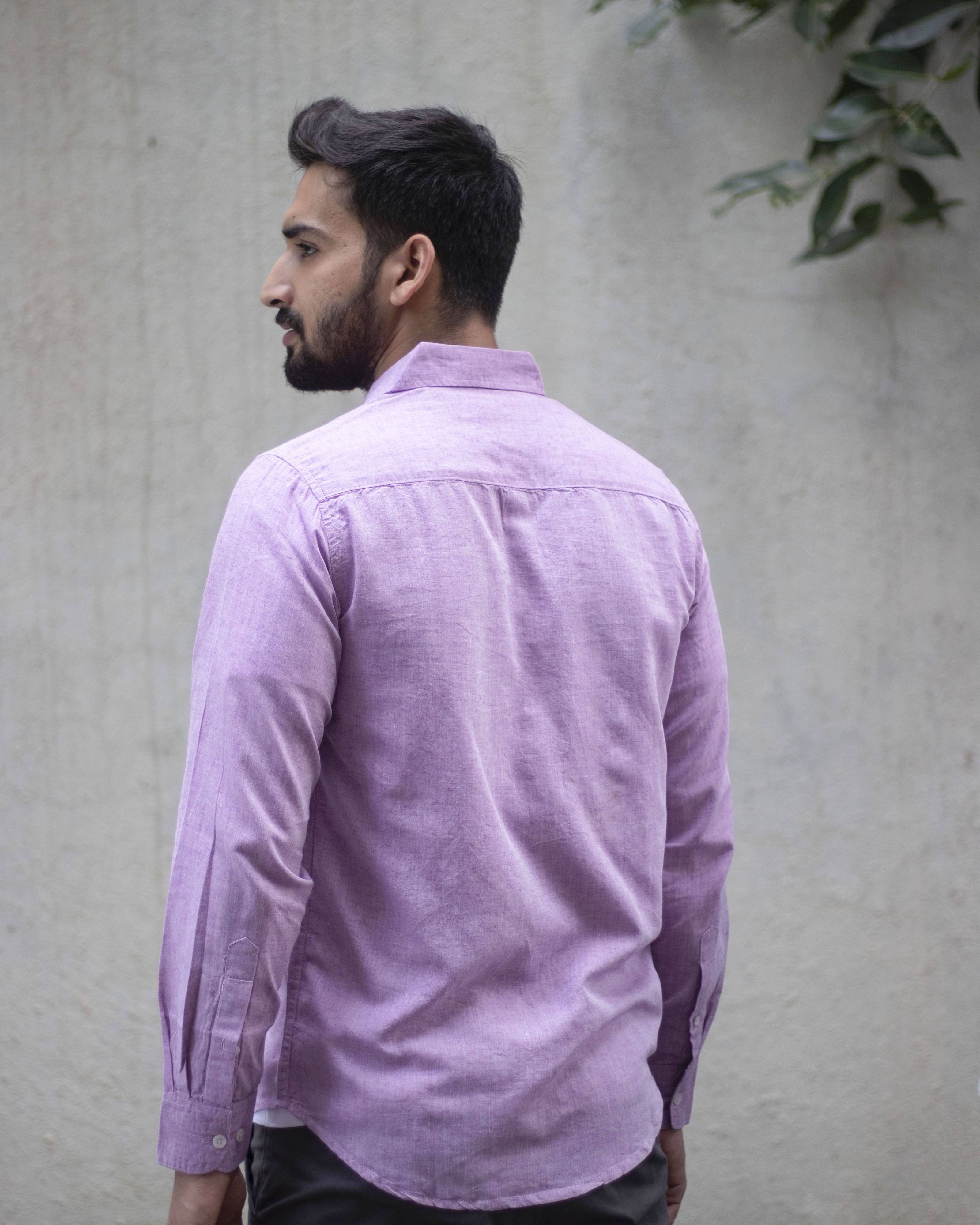 Earthy Route TENCEL- Lyocell Linen Lavender Full Sleeve Shirt - Our Better Planet