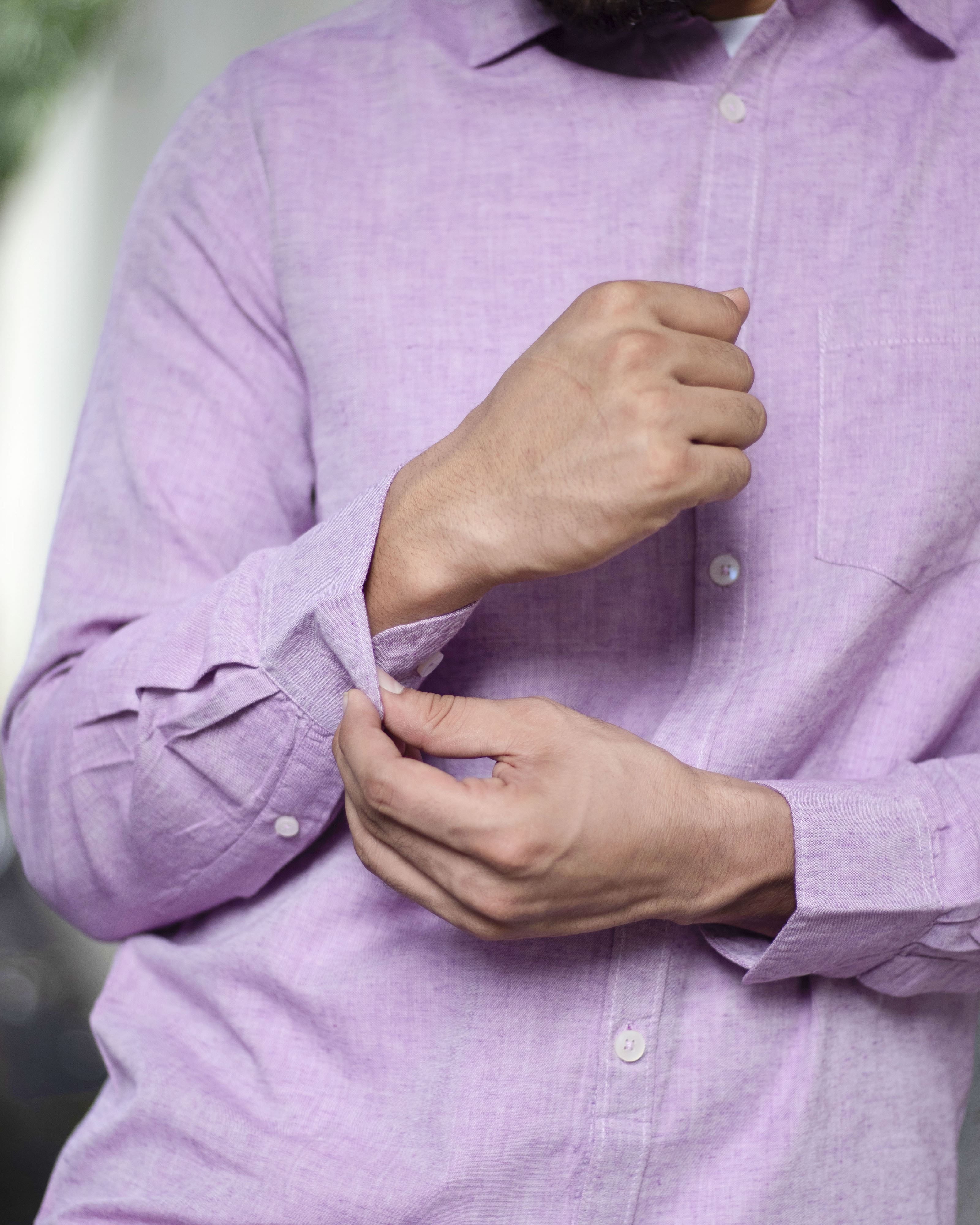 Earthy Route TENCEL- Lyocell Linen Lavender Full Sleeve Shirt - Our Better Planet