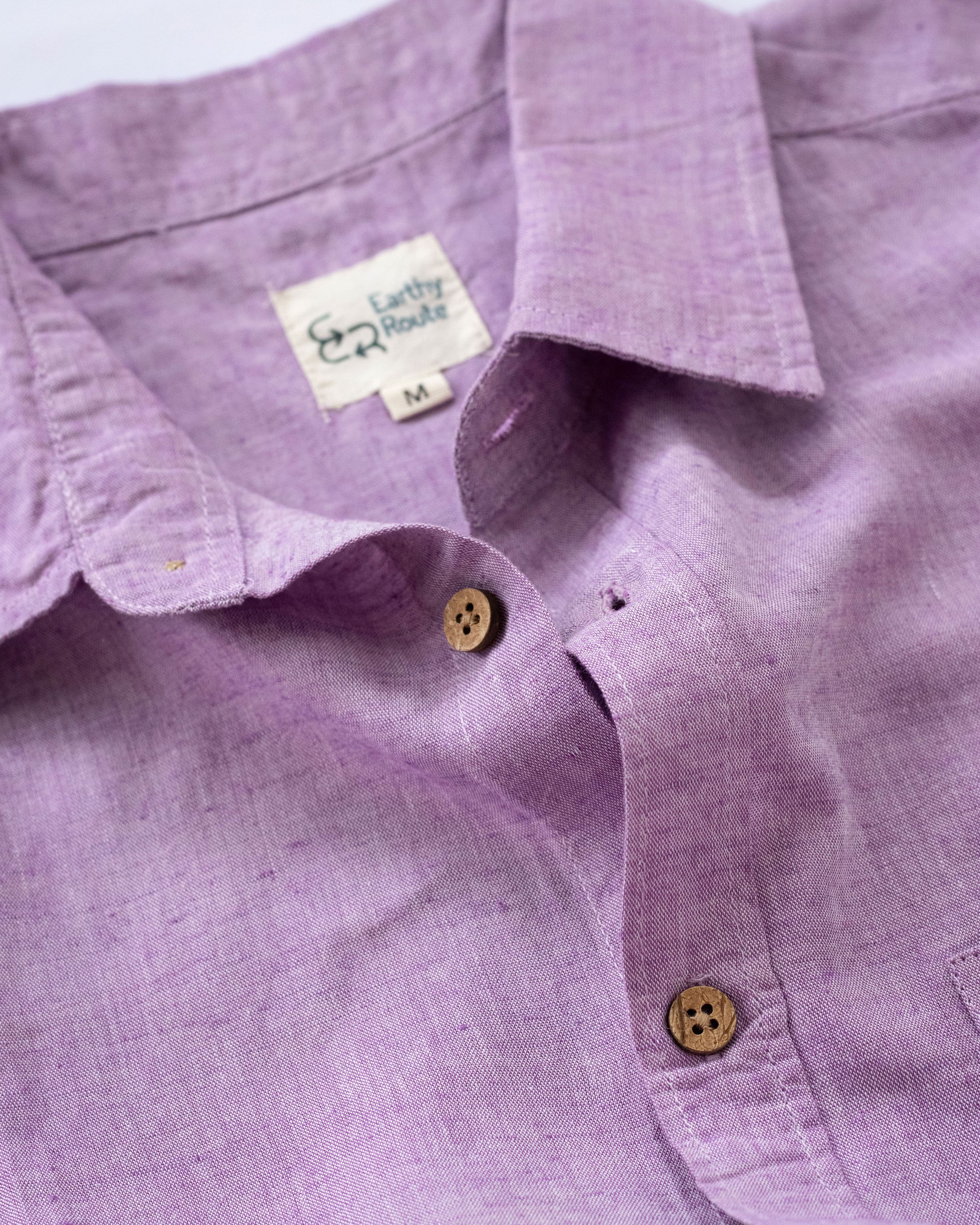 Earthy Route TENCEL- Lyocell Linen Lavender Half Sleeve Shirt - Our Better Planet