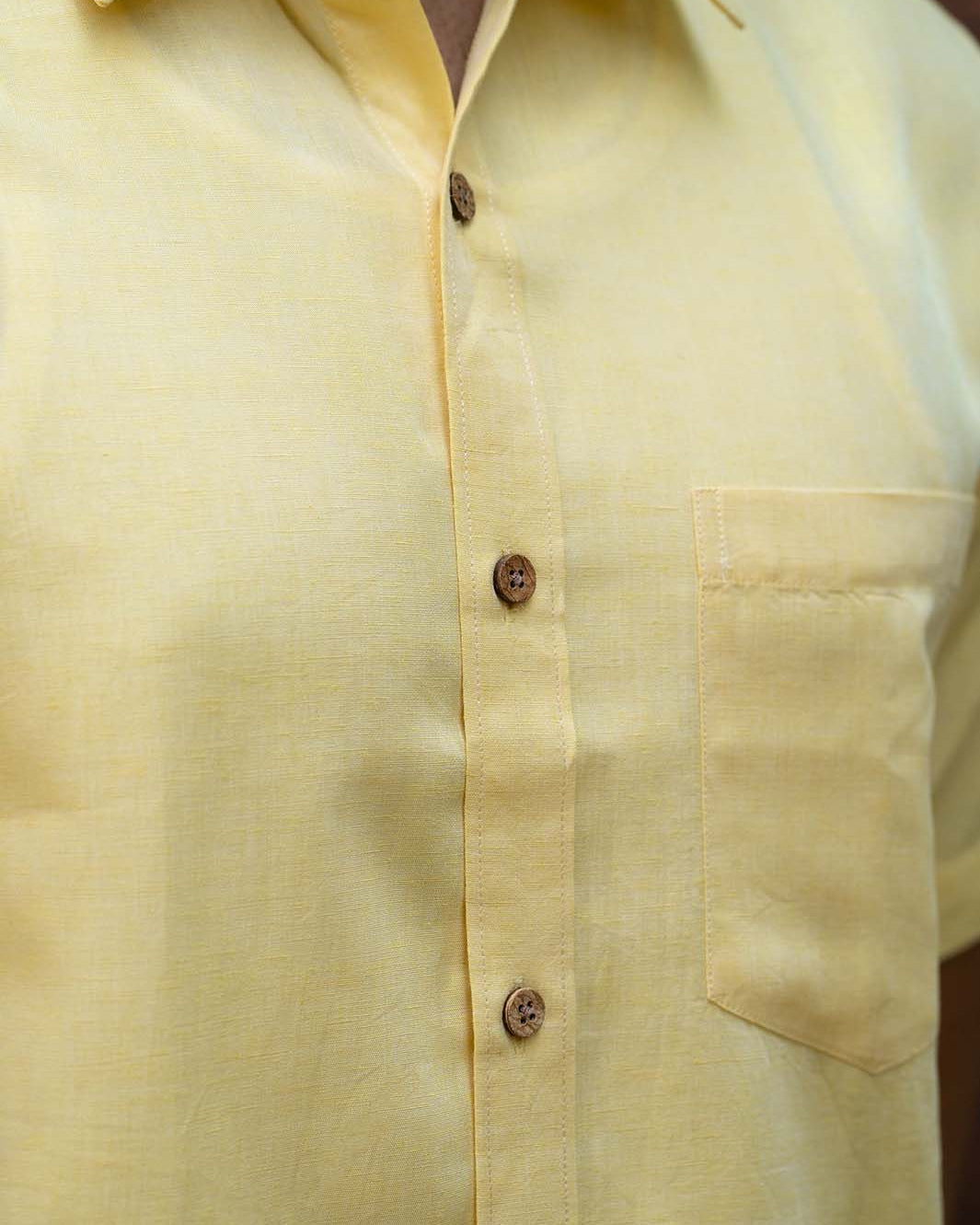 Earthy Route TENCEL- Lyocell Linen Lemon Yellow Half Sleeve Shirt - Our Better Planet