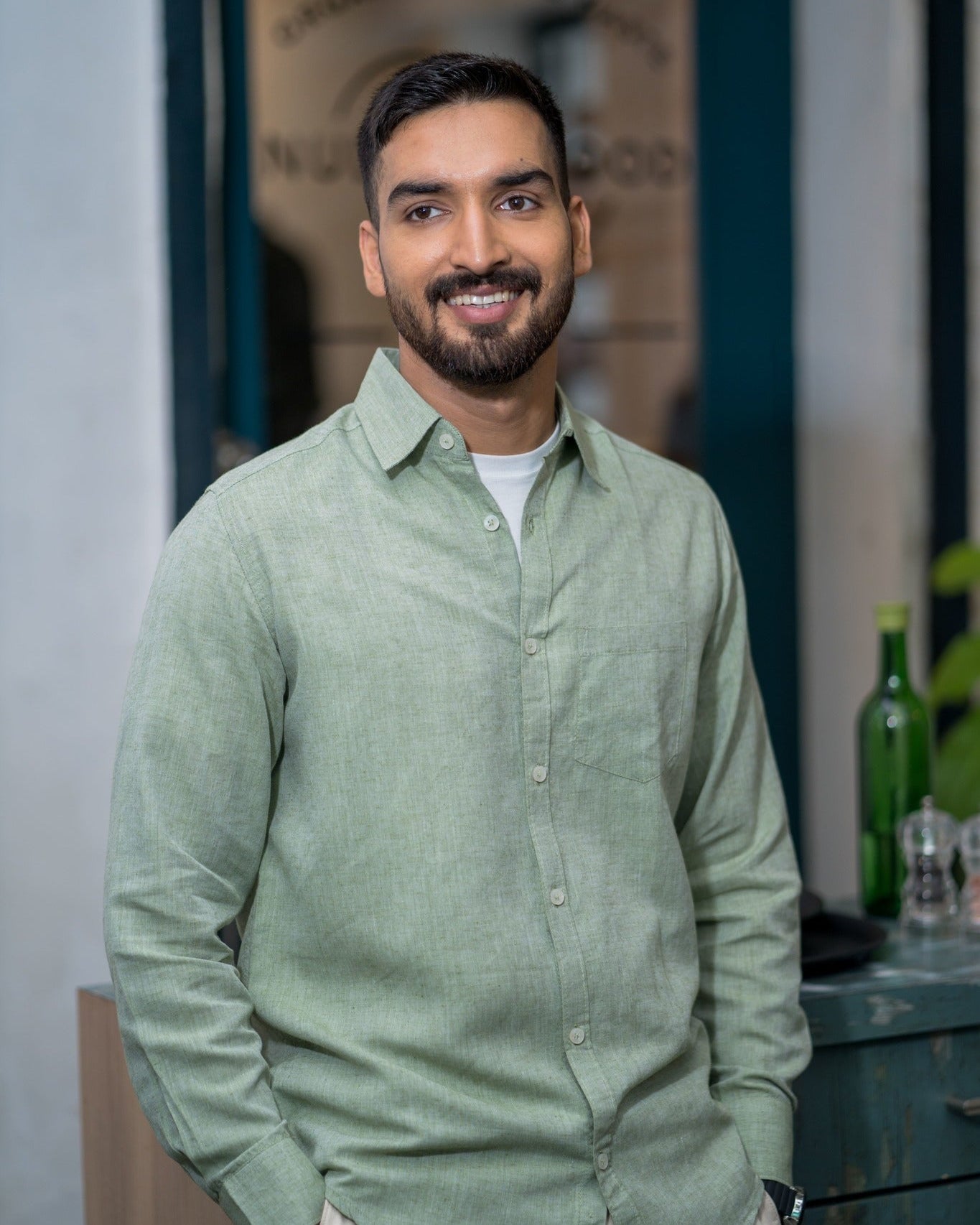 Earthy Route TENCEL- Lyocell Linen Military Green Full Sleeve Shirt - Our Better Planet