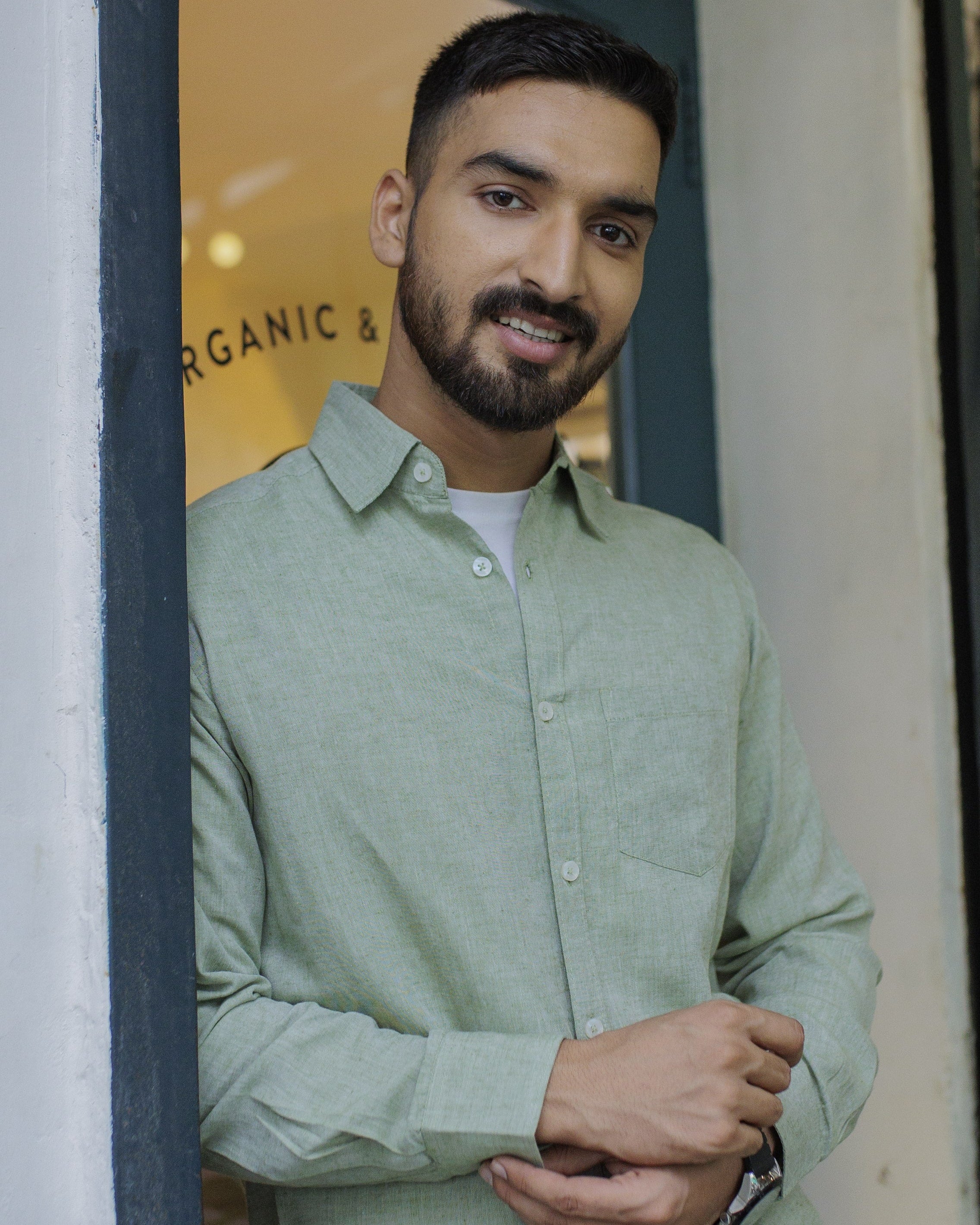 Earthy Route TENCEL- Lyocell Linen Military Green Full Sleeve Shirt - Our Better Planet