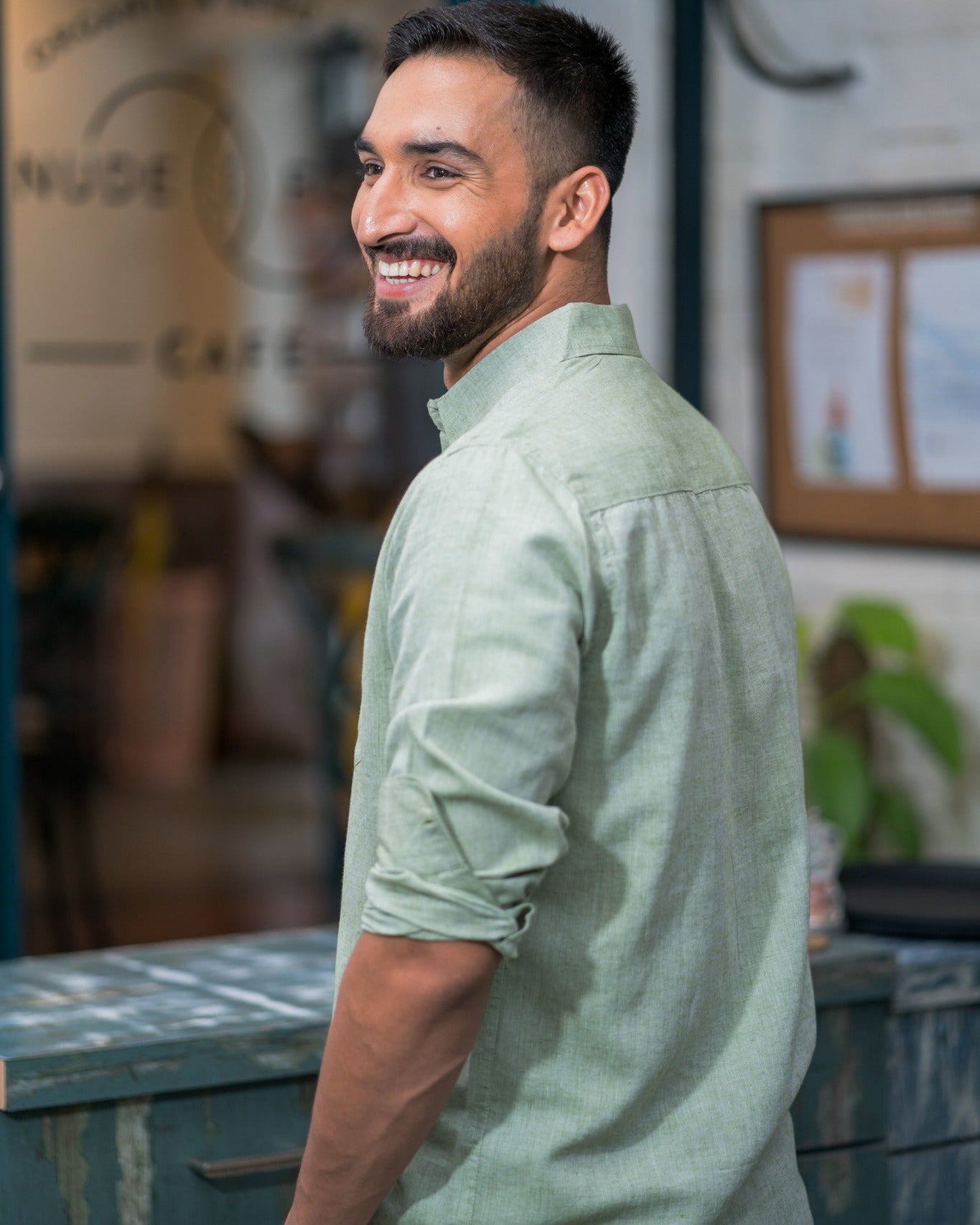 Earthy Route TENCEL- Lyocell Linen Military Green Full Sleeve Shirt - Our Better Planet