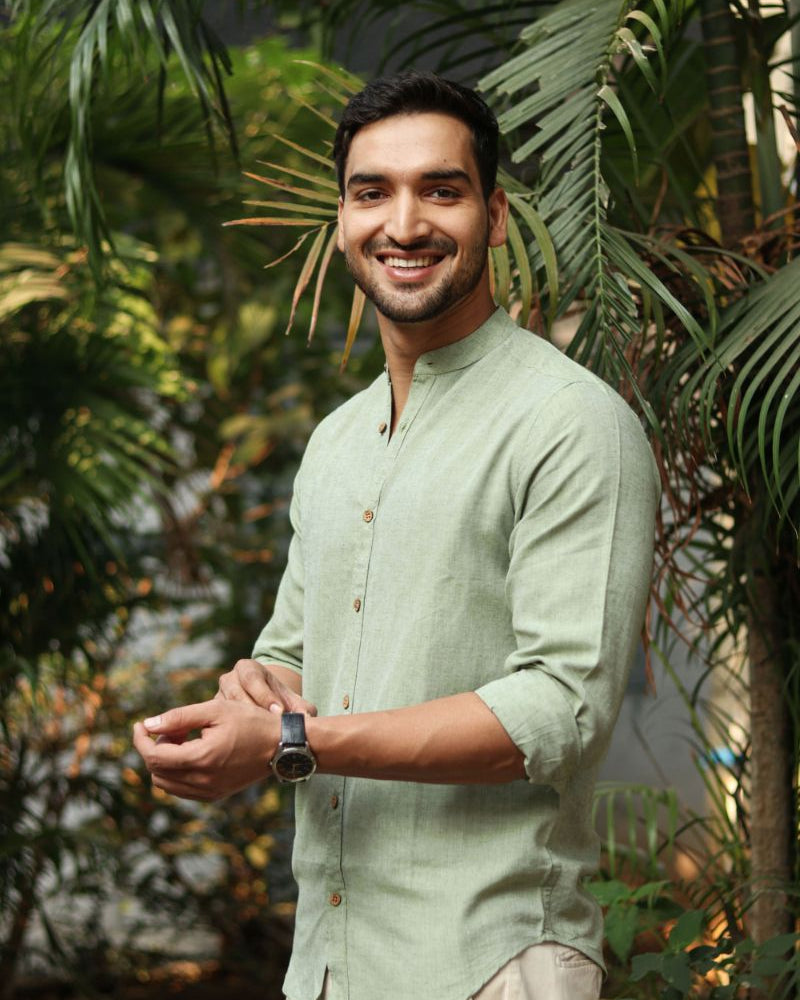 Earthy Route TENCEL- Lyocell Linen Military Green Mandarin Collar Shirt - Our Better Planet