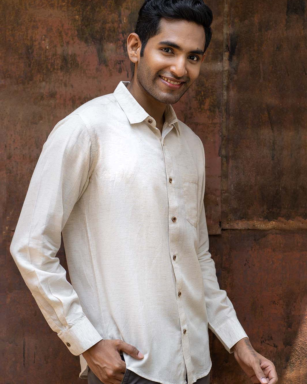 Earthy Route TENCEL- Lyocell Linen Natural Full Sleeve Shirt - Our Better Planet