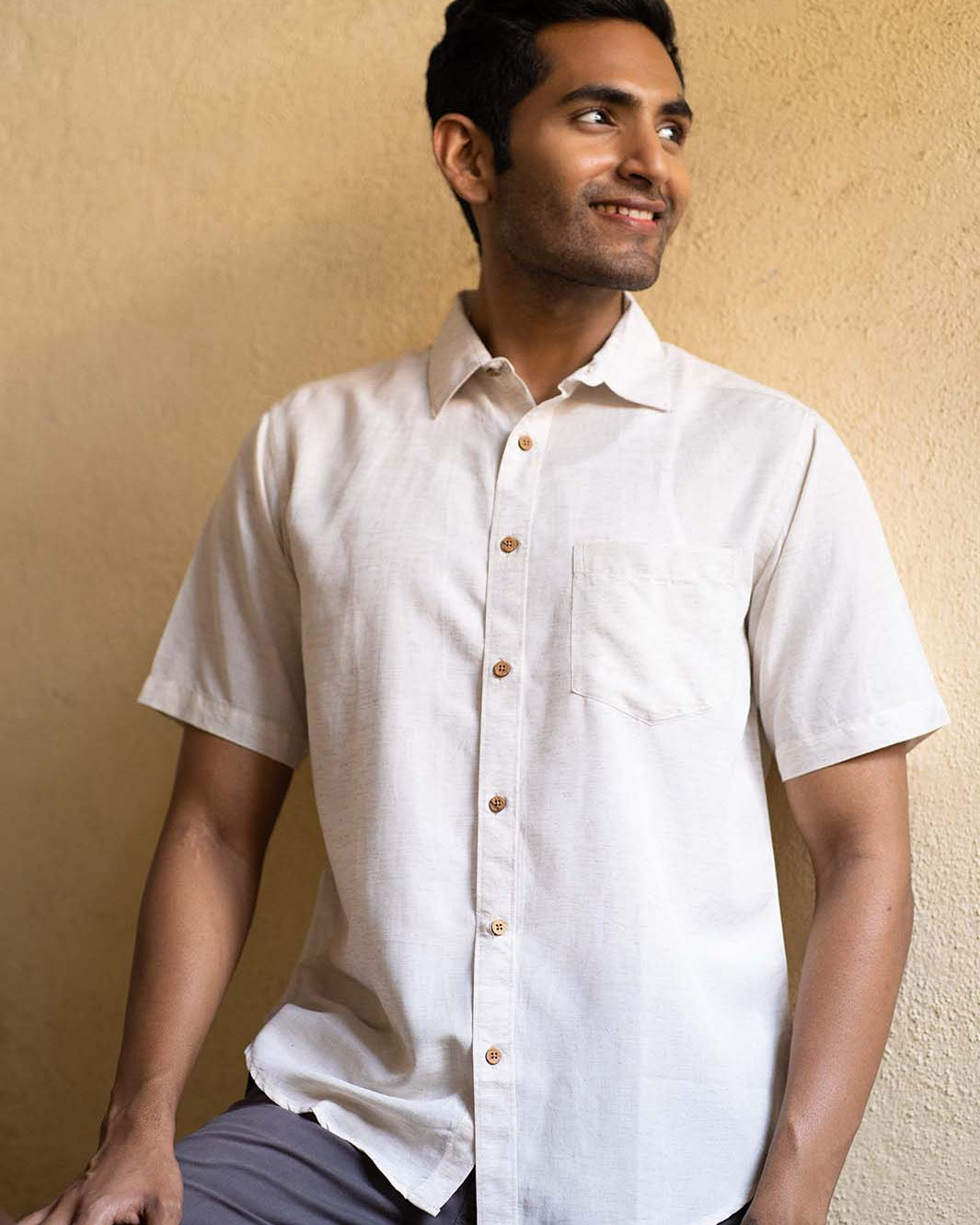 Earthy Route TENCEL- Lyocell Linen Natural Half Sleeve Shirt - Our Better Planet