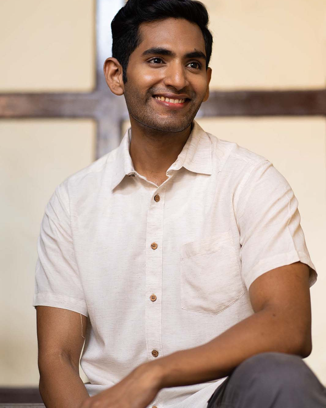 Earthy Route TENCEL- Lyocell Linen Natural Half Sleeve Shirt - Our Better Planet