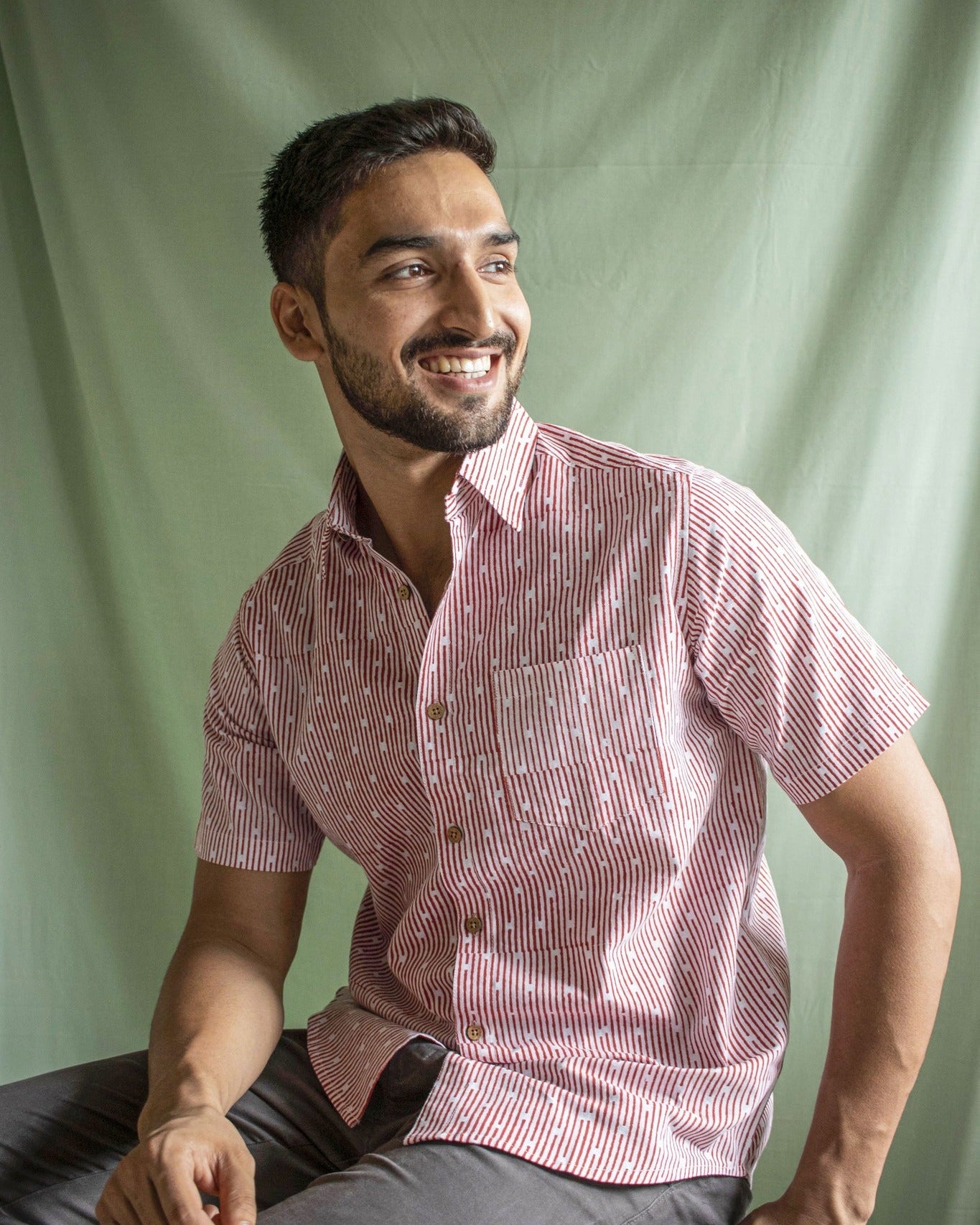 Earthy Route TENCEL- Lyocell Linen Red Lakeer Half Sleeve Shirt - Our Better Planet