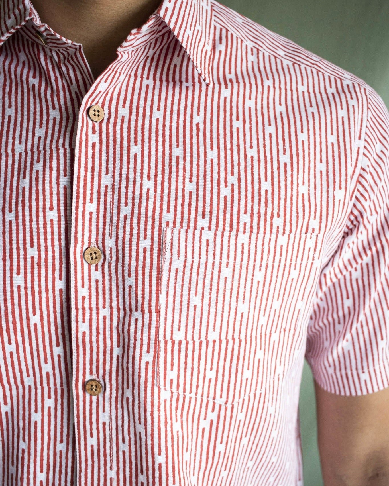 Earthy Route TENCEL- Lyocell Linen Red Lakeer Half Sleeve Shirt - Our Better Planet