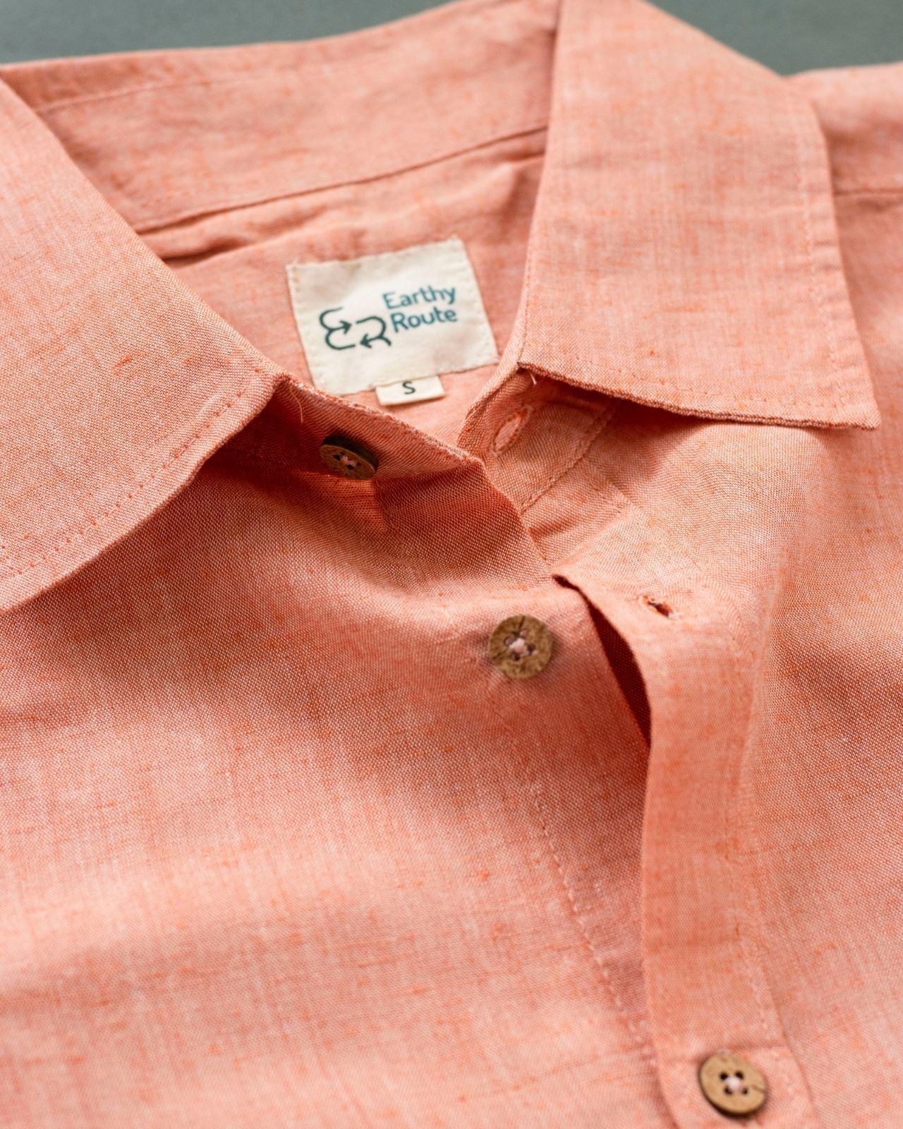 Earthy Route TENCEL- Lyocell Linen Rust Orange Half Sleeve Shirt - Our Better Planet