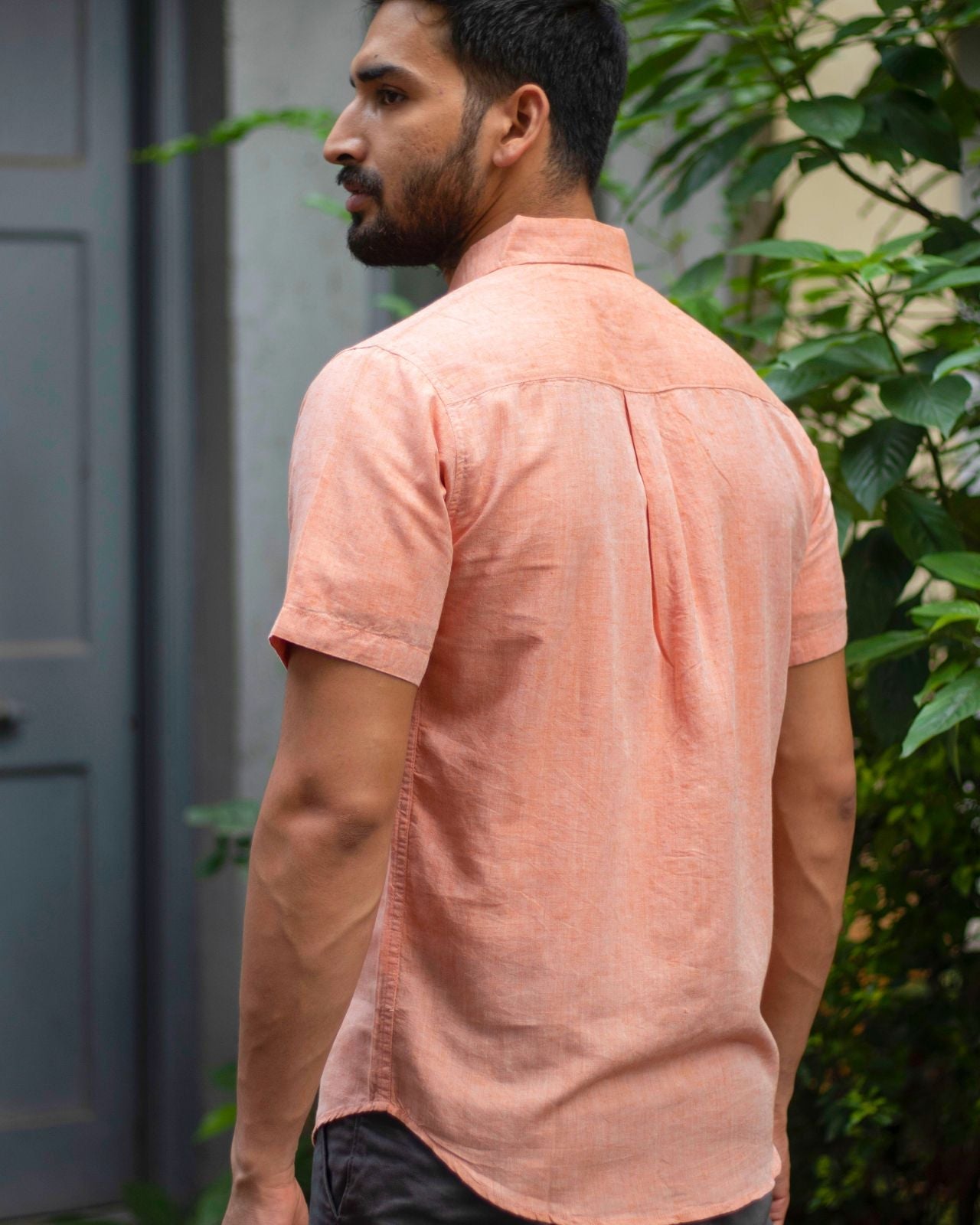 Earthy Route TENCEL- Lyocell Linen Rust Orange Half Sleeve Shirt - Our Better Planet