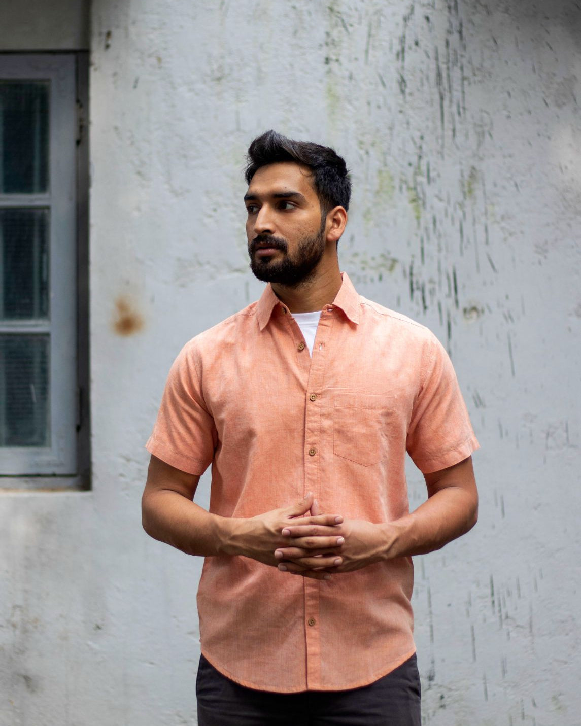 Earthy Route TENCEL- Lyocell Linen Rust Orange Half Sleeve Shirt - Our Better Planet