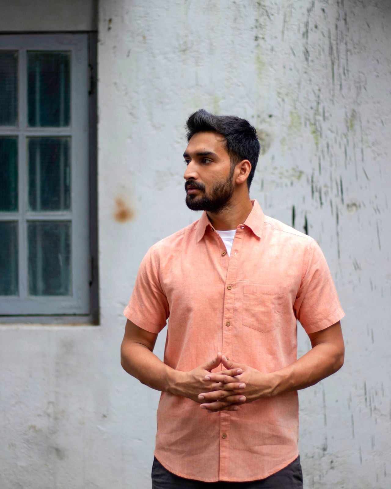 Earthy Route TENCEL- Lyocell Linen Rust Orange Half Sleeve Shirt - Our Better Planet