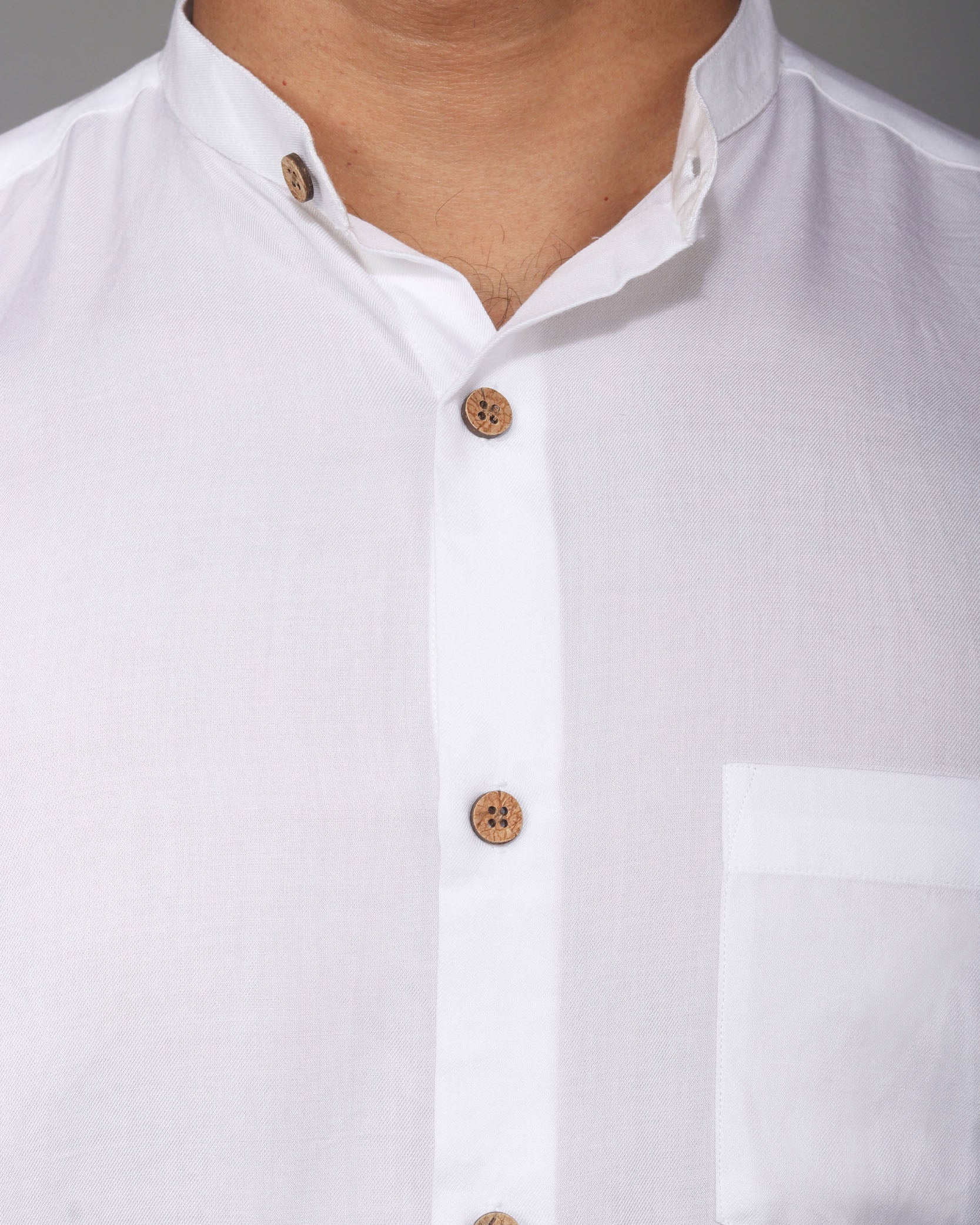 Earthy Route TENCEL- Lyocell Milky White Mandarin Collar Shirt - Our Better Planet
