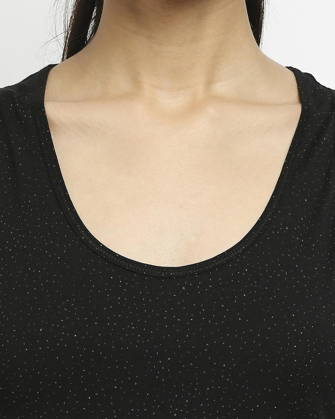 Effy Crop Top In Black Glitter Print - Our Better Planet