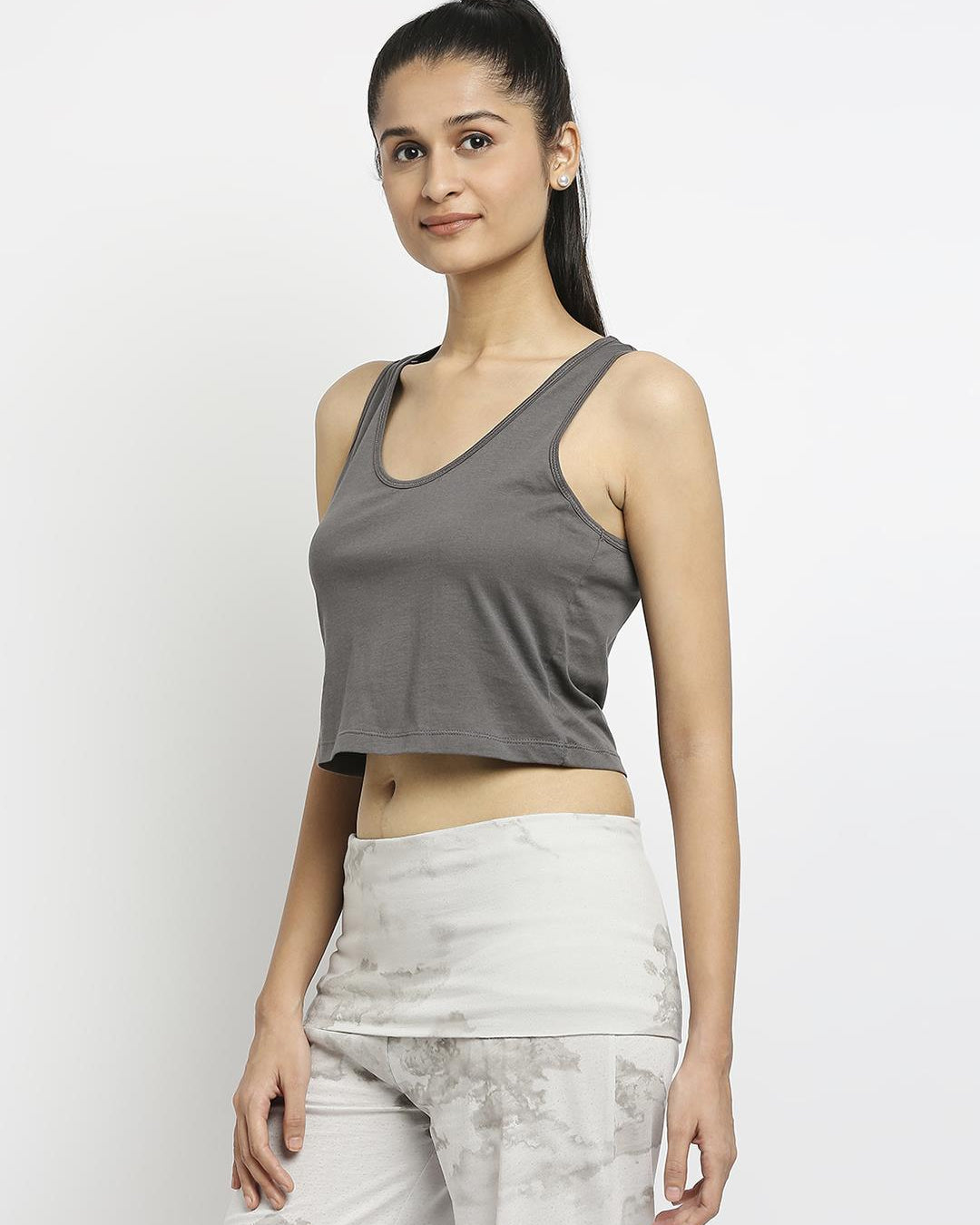Effy Crop Top In Grey Solid - Our Better Planet