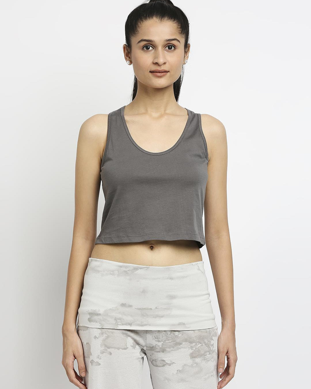 Effy Crop Top In Grey Solid - Our Better Planet