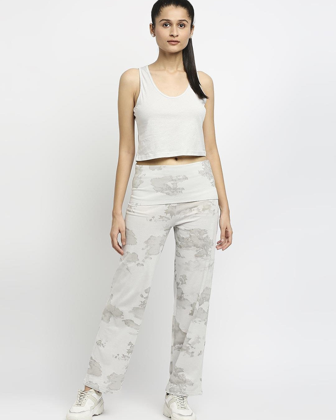 Effy Crop Top In Neutral Glitter Print - Our Better Planet
