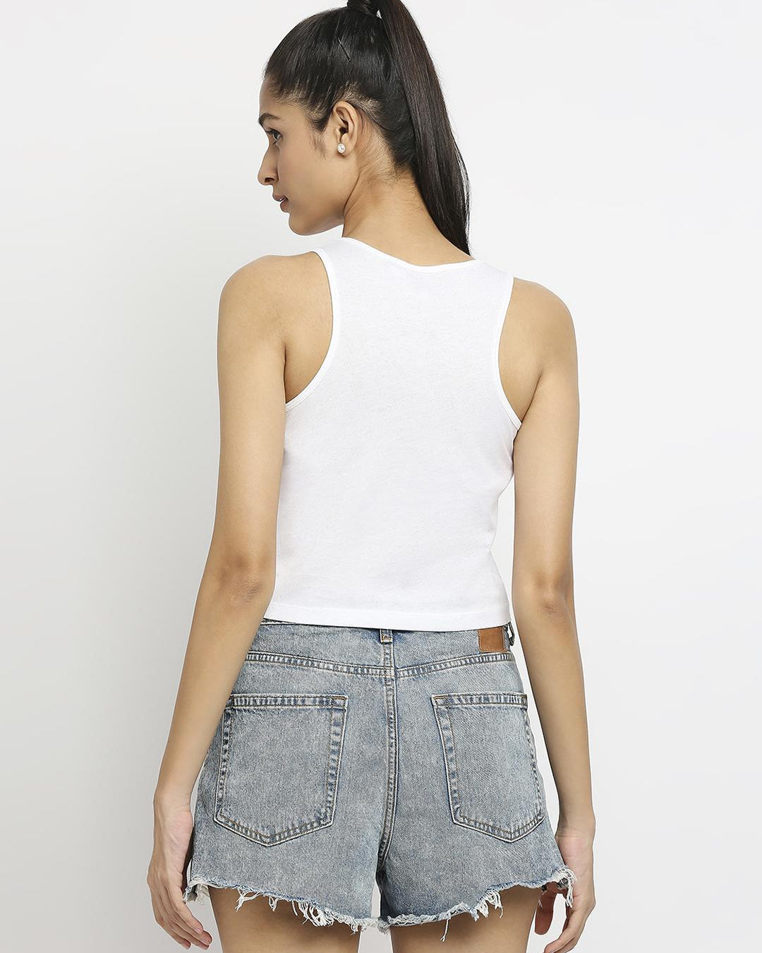 Effy Crop Top In White Glitter Print - Our Better Planet
