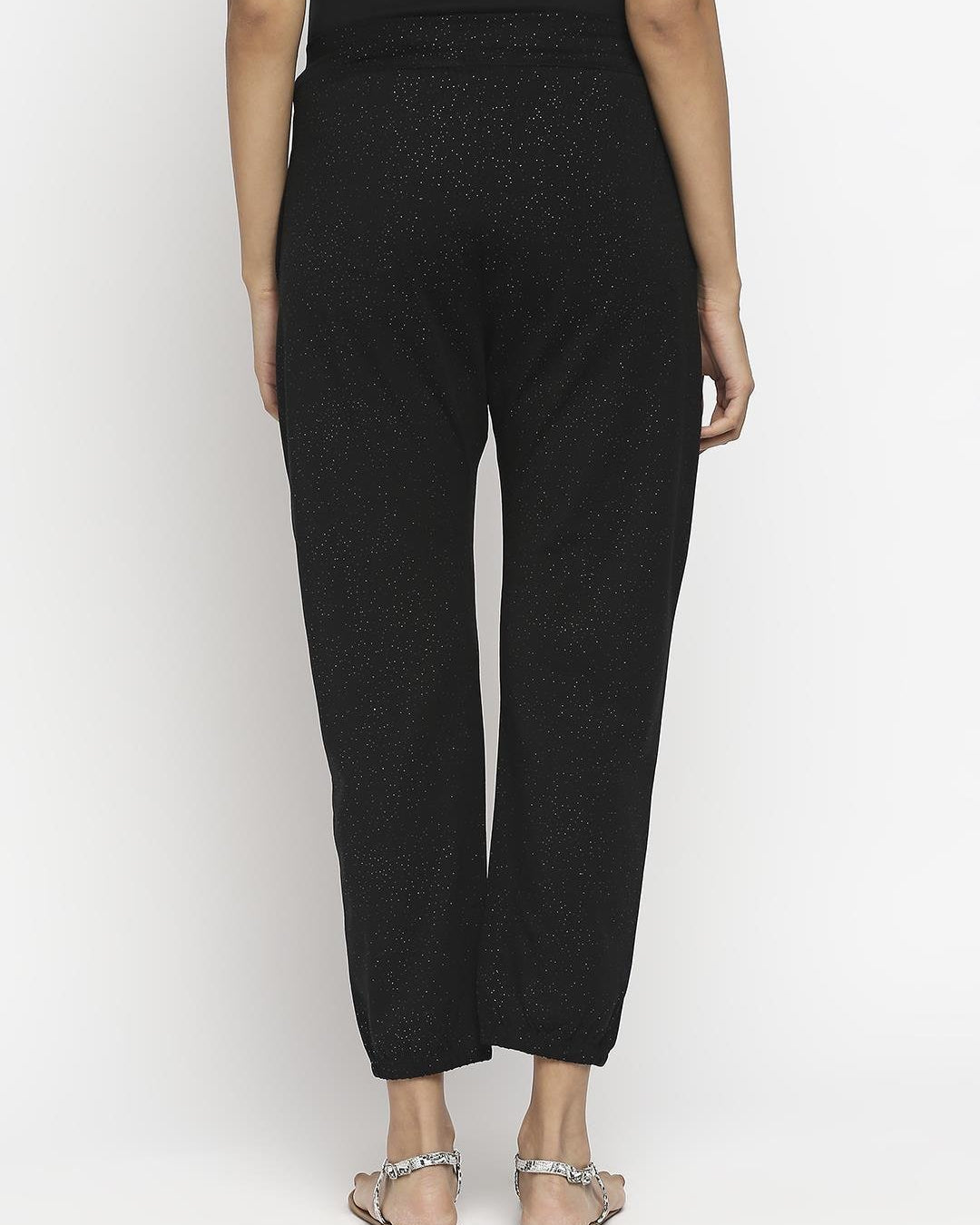 Effy Drop Crotch Pant In Black Glitter - Our Better Planet