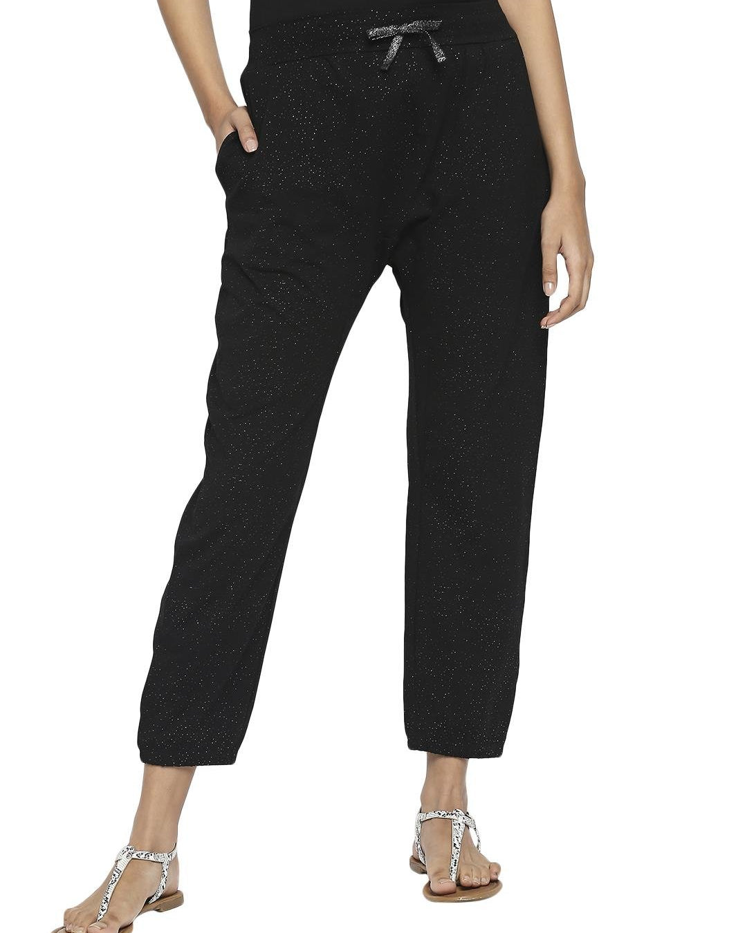 Effy Drop Crotch Pant In Black Glitter - Our Better Planet