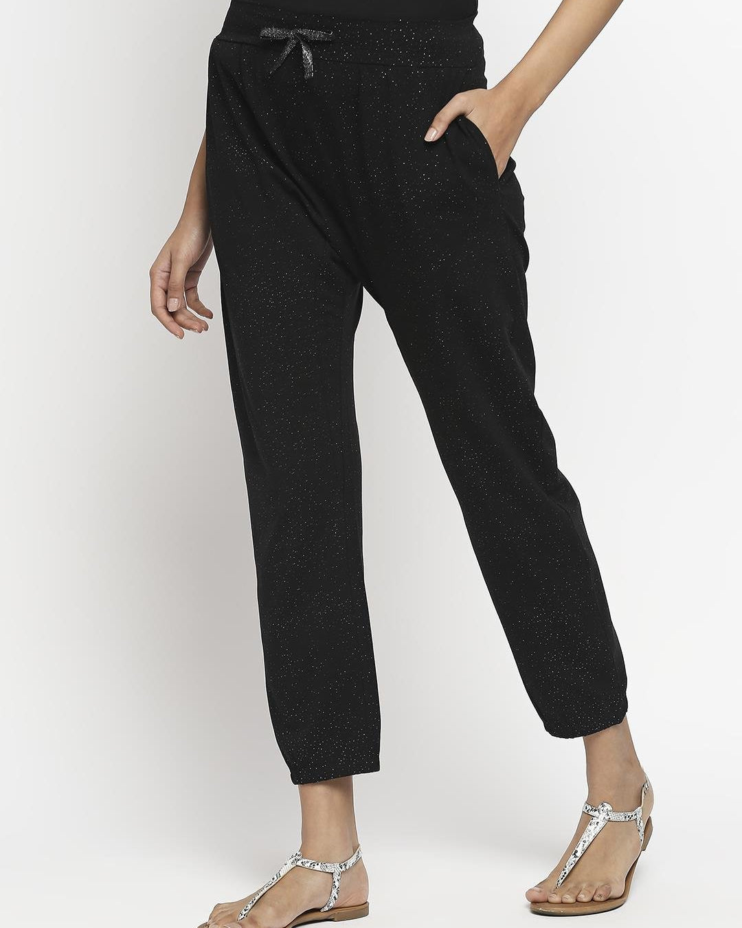 Effy Drop Crotch Pant In Black Glitter - Our Better Planet
