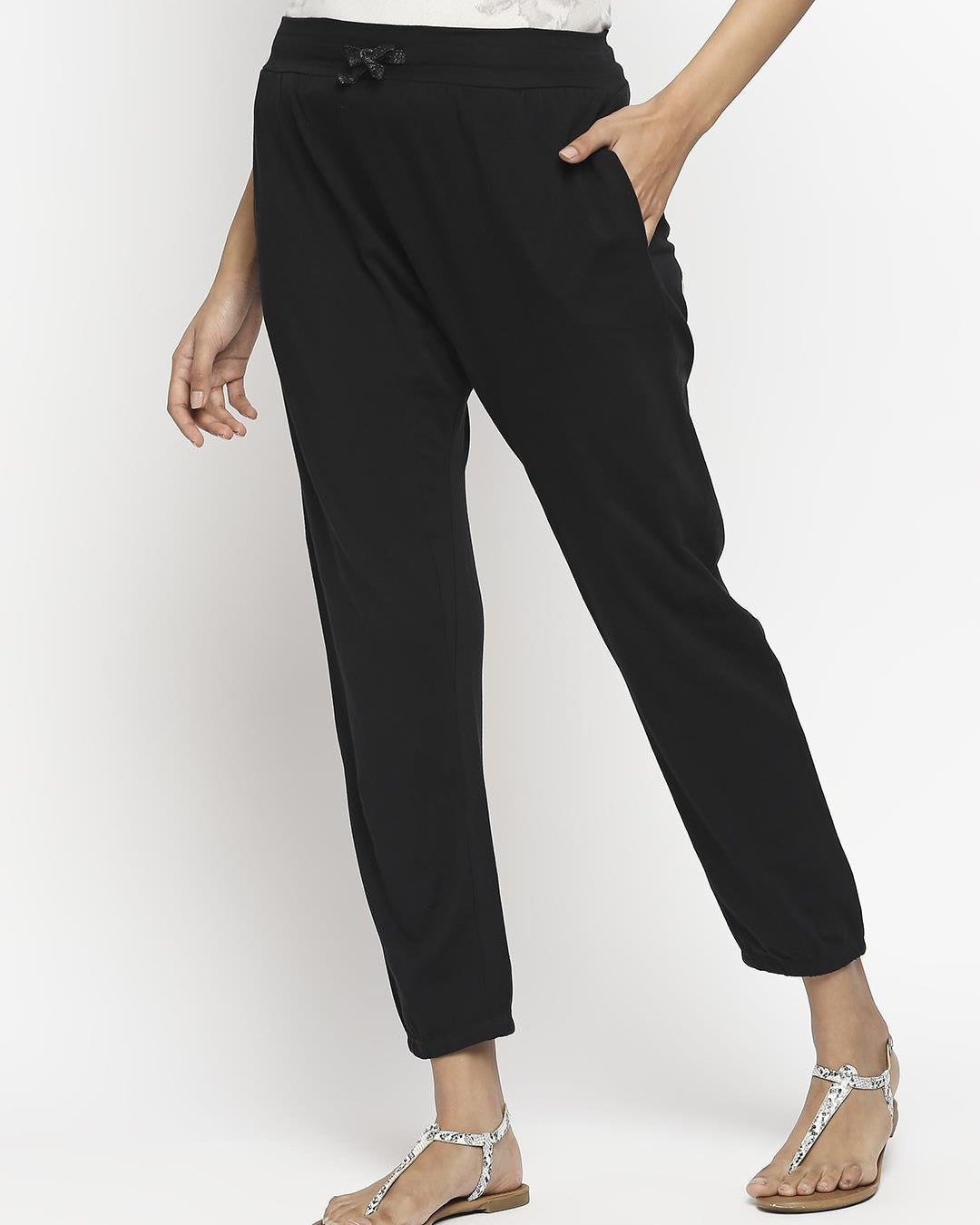 Effy Drop Crotch Pant In Black Solid - Our Better Planet