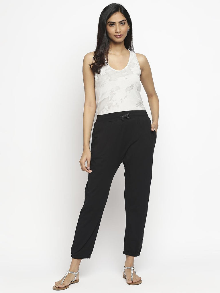 Effy Drop Crotch Pant In Black Solid - Our Better Planet