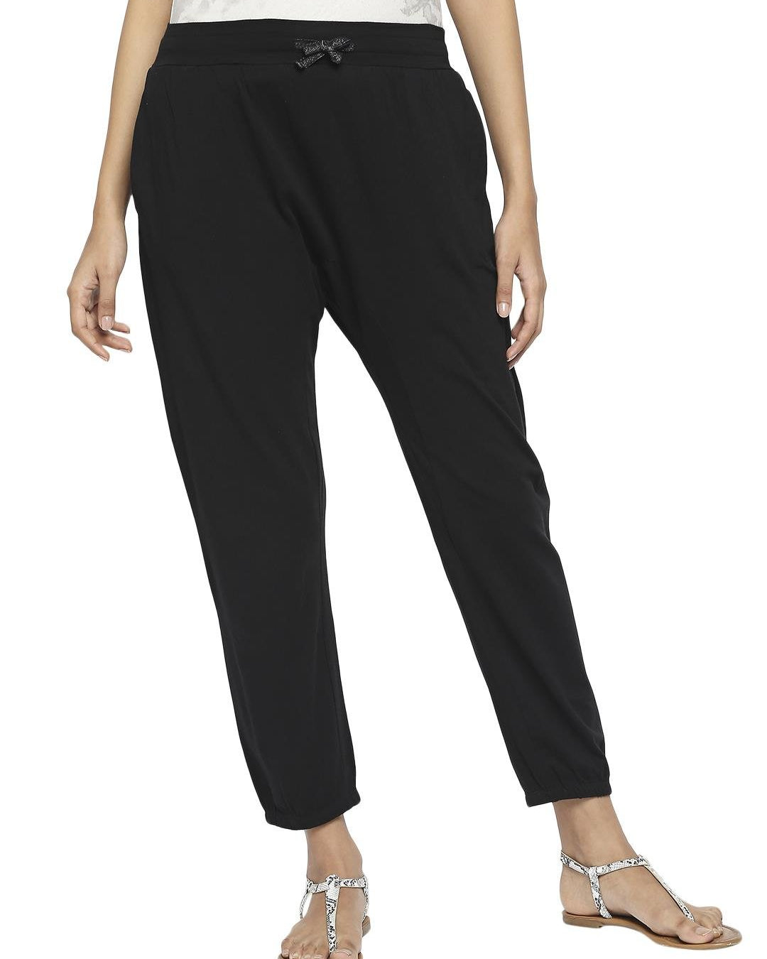 Effy Drop Crotch Pant In Black Solid - Our Better Planet