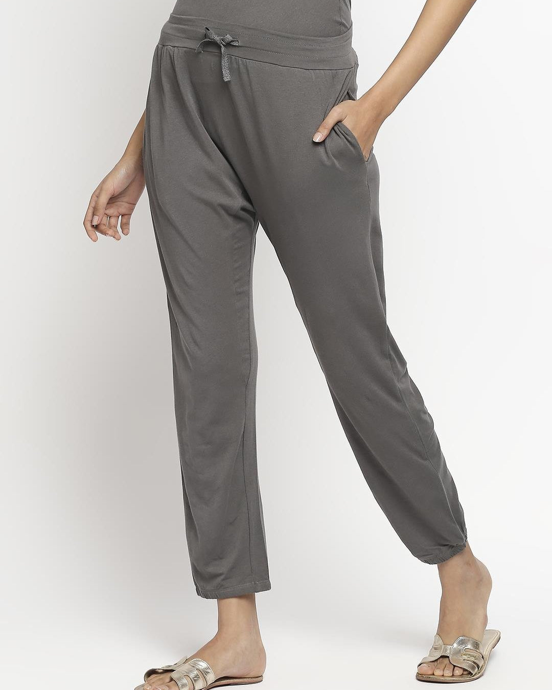 Effy Drop Crotch Pant In Grey Solid - Our Better Planet