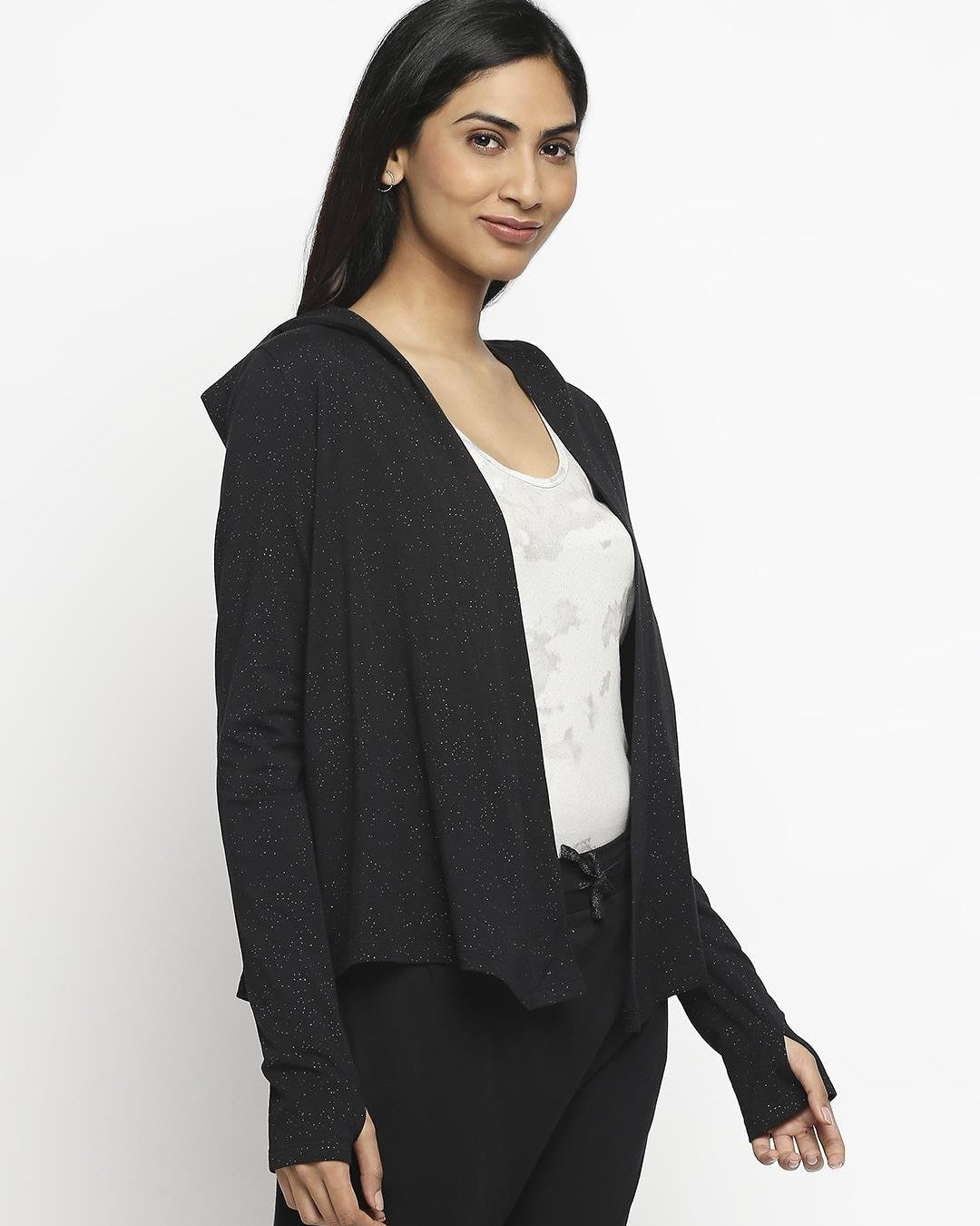 Effy Hoodie in black glitter - Our Better Planet