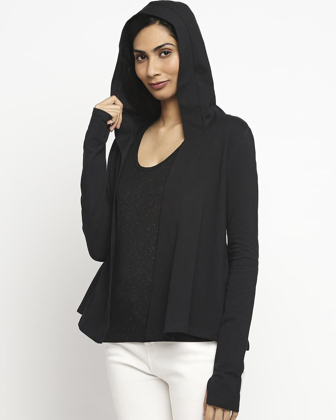 Effy Hoodie in black solid - Our Better Planet