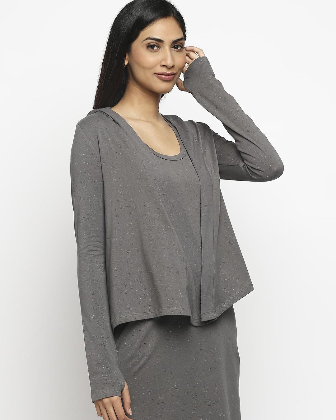 Effy Hoodie in grey glitter - Our Better Planet