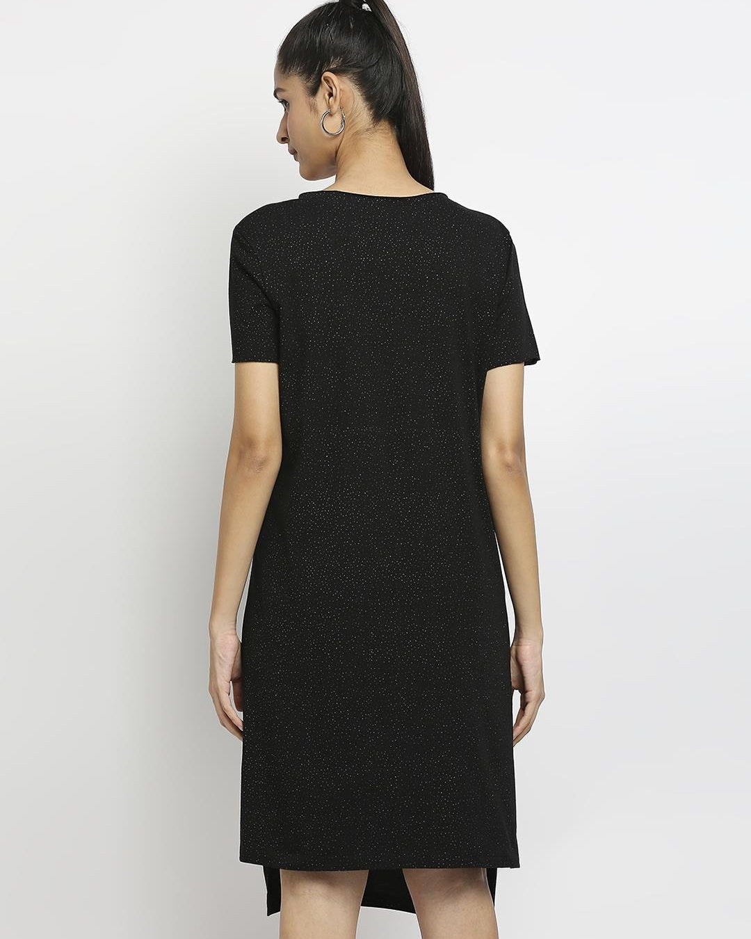 Effy Knotted Dress In Black Glitter - Our Better Planet