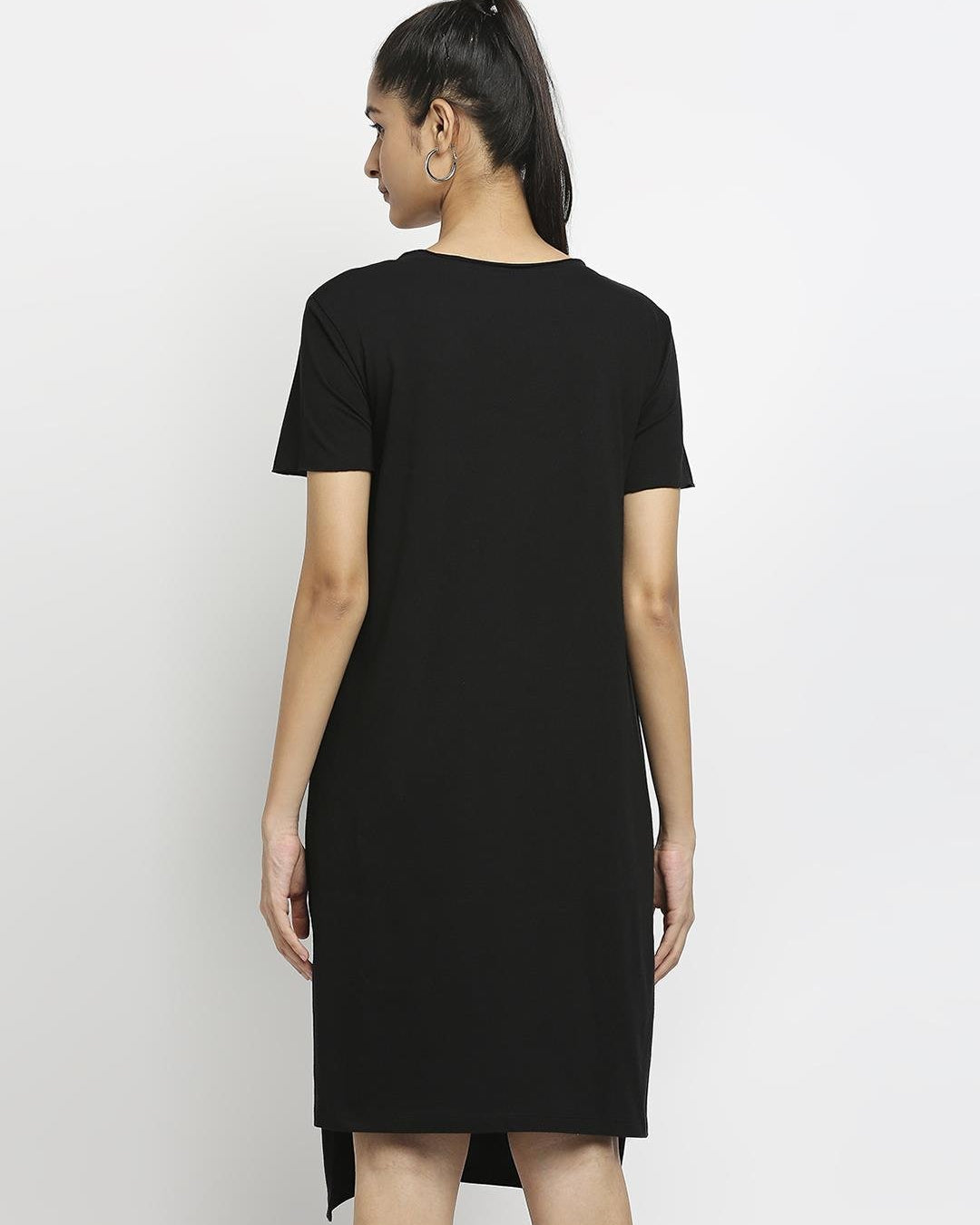 Effy Knotted Dress In Black Solid - Our Better Planet