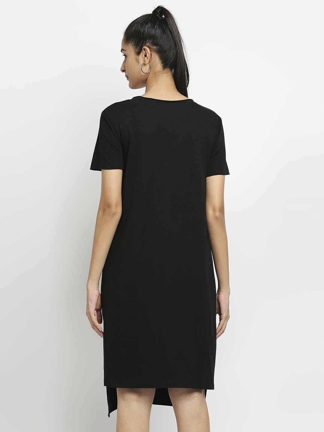 Effy Knotted Dress In Black Solid - Our Better Planet