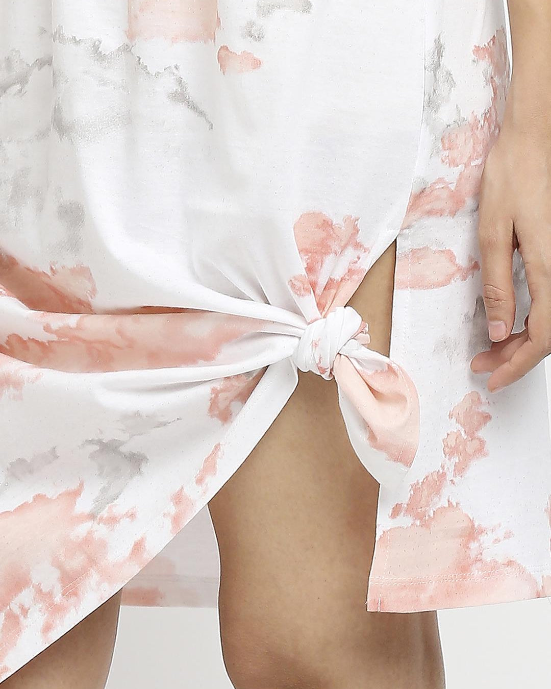 Effy Knotted Dress In White Cloud Glitter - Our Better Planet