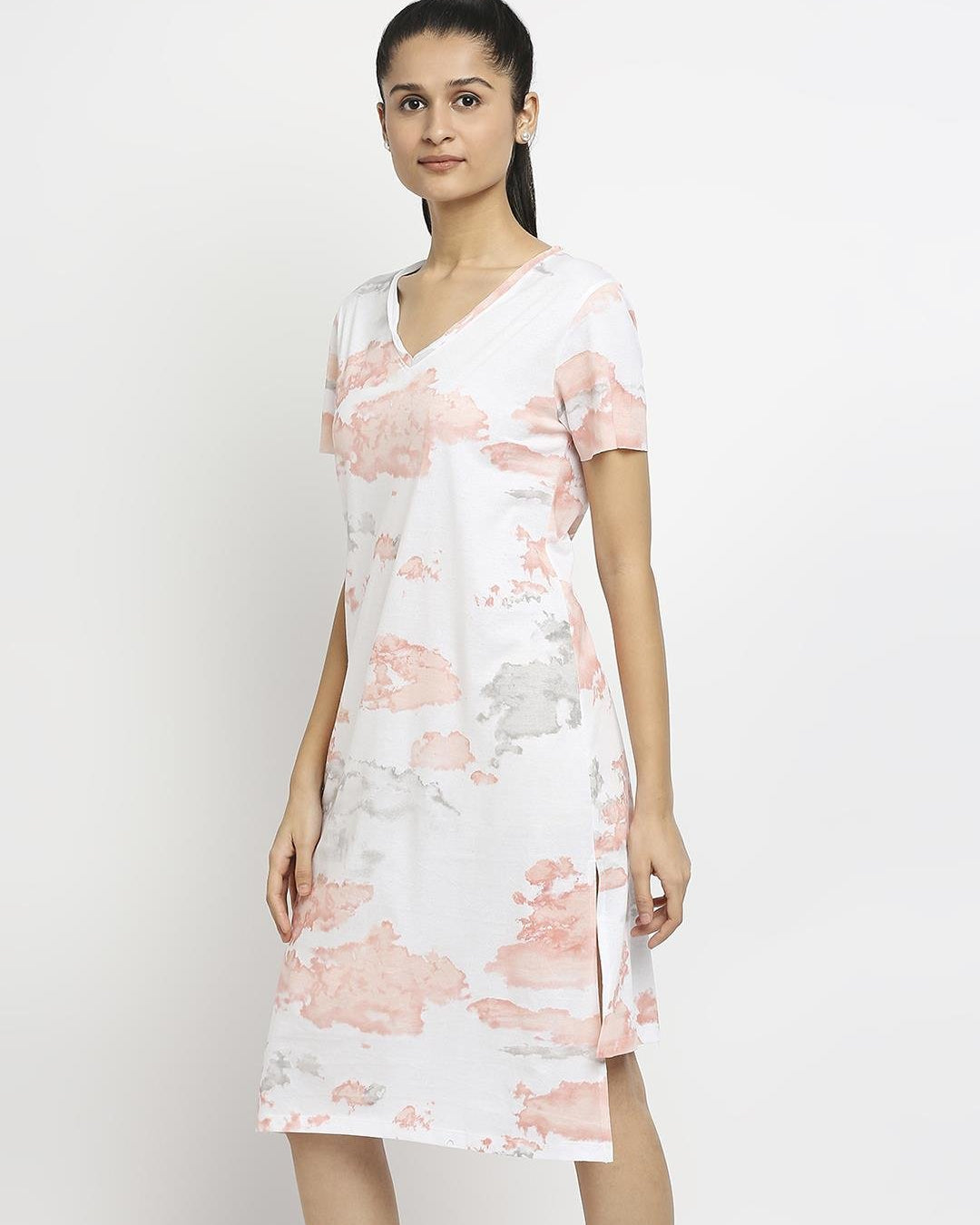 Effy Knotted Dress In White Cloud Glitter - Our Better Planet